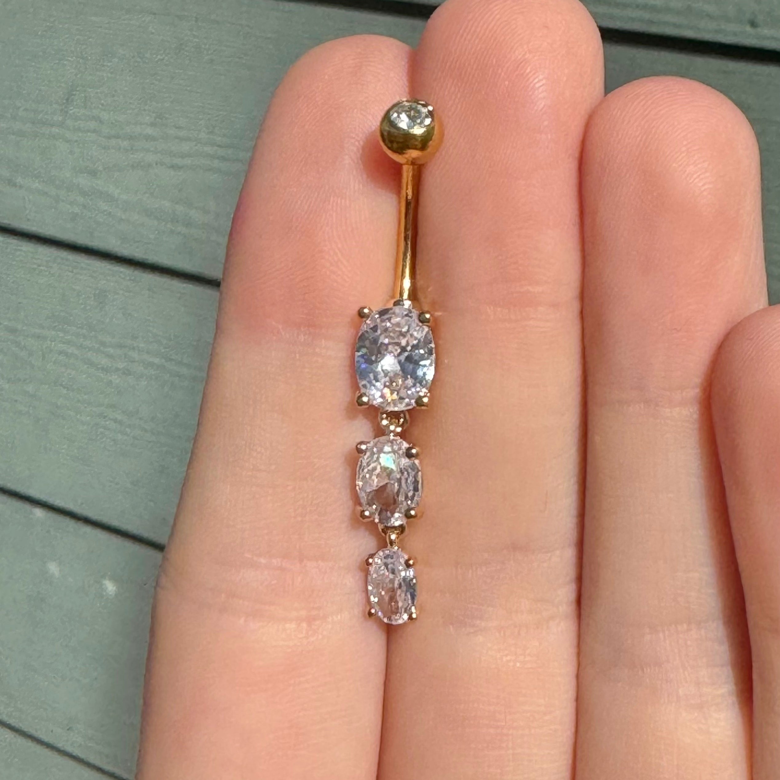 Elura Drops Belly Button Ring-Belly Button Rings-Gold-Elara Body Jewelry