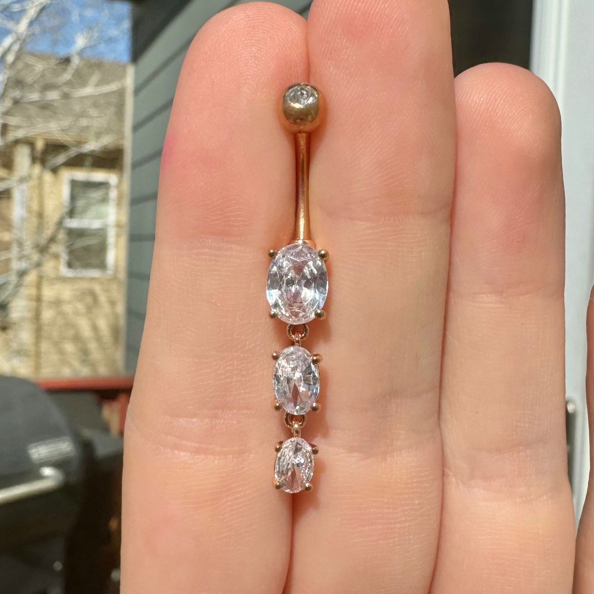 Elura Drops Belly Button Ring-Belly Button Rings-Rose gold-Elara Body Jewelry