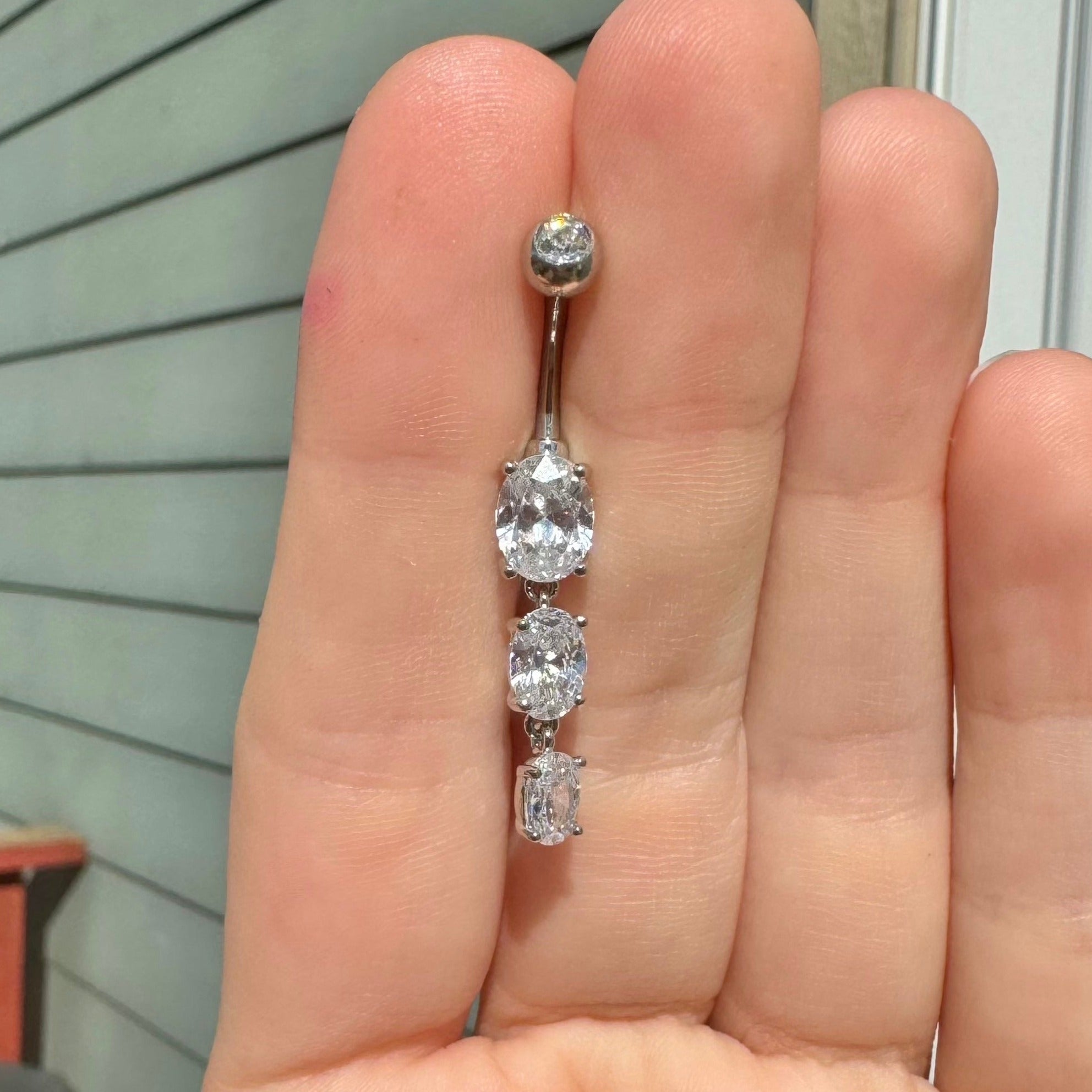 Elura Drops Belly Button Ring-Belly Button Rings-Silver-Elara Body Jewelry