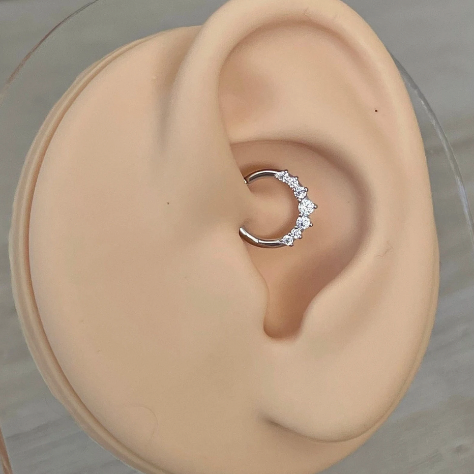 Euphora Celeste Daith Earring-Daith Earring-8mm Diameter-White Gold-Elara Body Jewelry