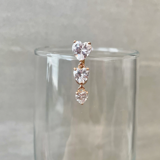 Evolette Hearts Belly Button Ring-Belly Button Rings-Elara Body Jewelry
