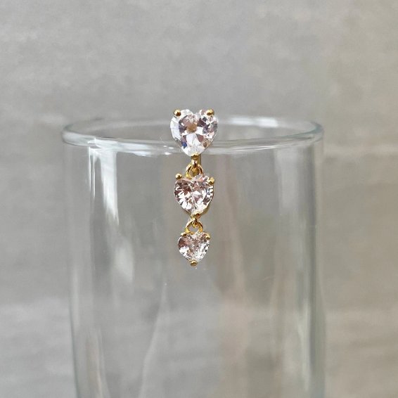 Evolette Hearts Belly Button Ring-Belly Button Rings-Elara Body Jewelry