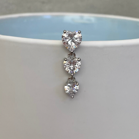 Evolette Hearts Belly Button Ring-Belly Button Rings-Silver-Elara Body Jewelry