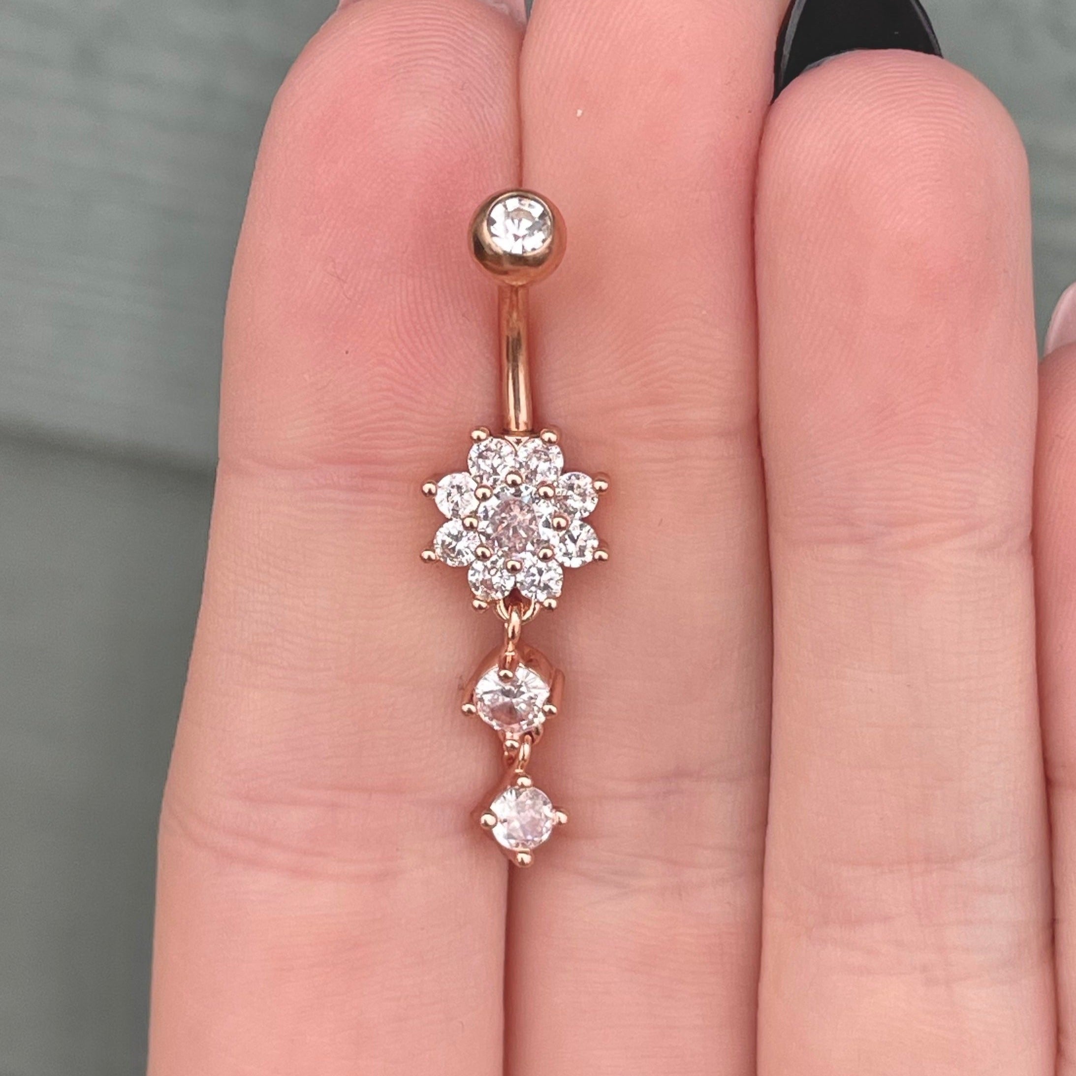 Fleurvale Belly Button Ring-Belly Button Rings-Rose gold-Elara Body Jewelry