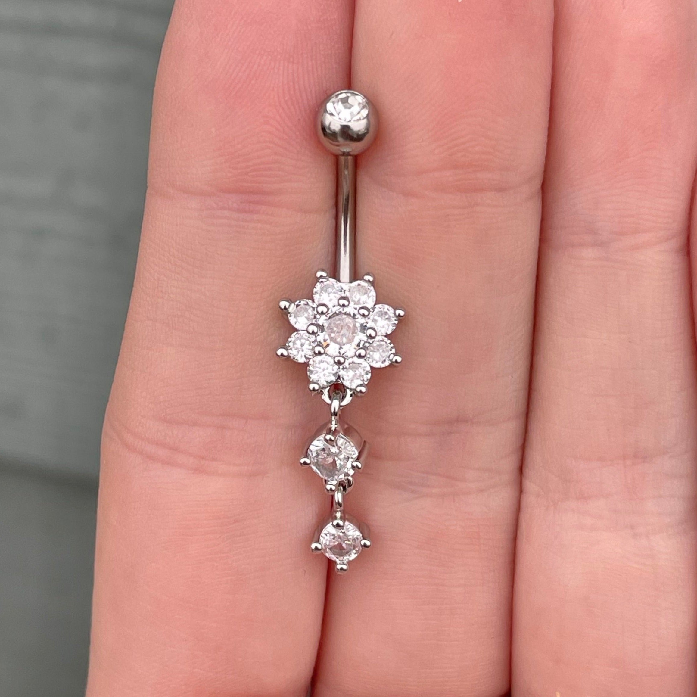 Fleurvale Belly Button Ring-Belly Button Rings-Silver-Elara Body Jewelry