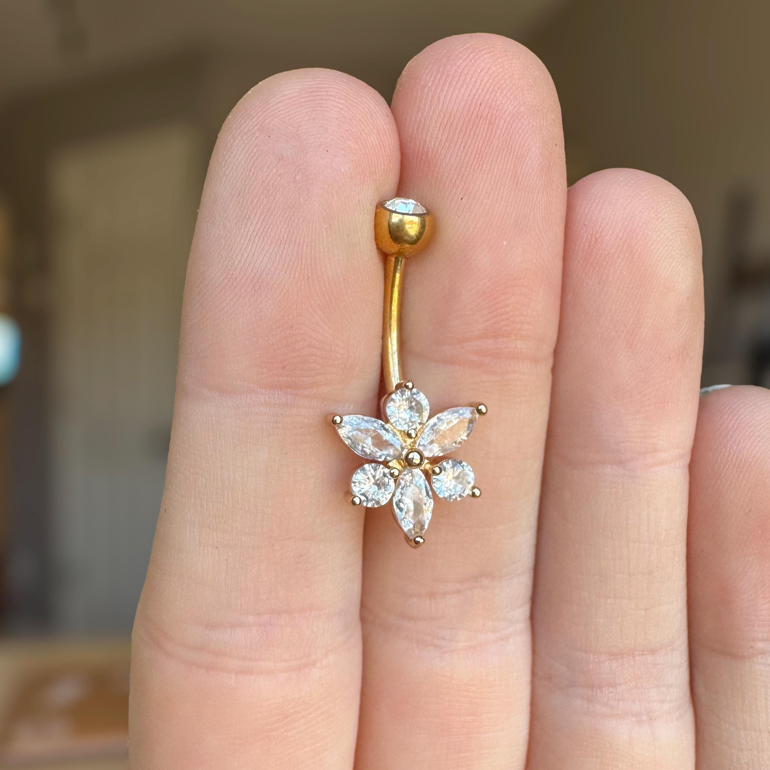 Floraire Belly Button Ring-Belly Button Rings-Elara Body Jewelry