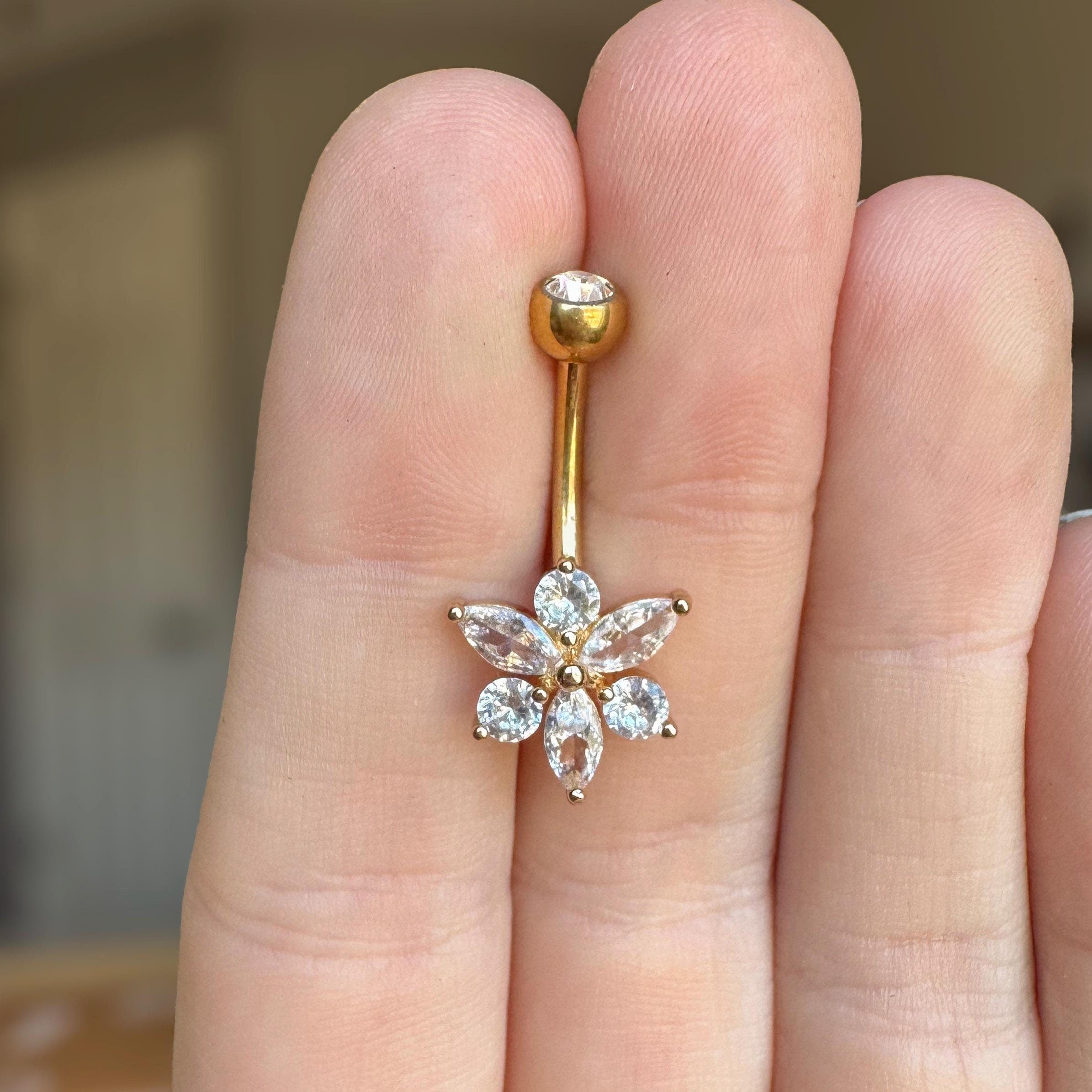 Floraire Belly Button Ring-Belly Button Rings-Elara Body Jewelry