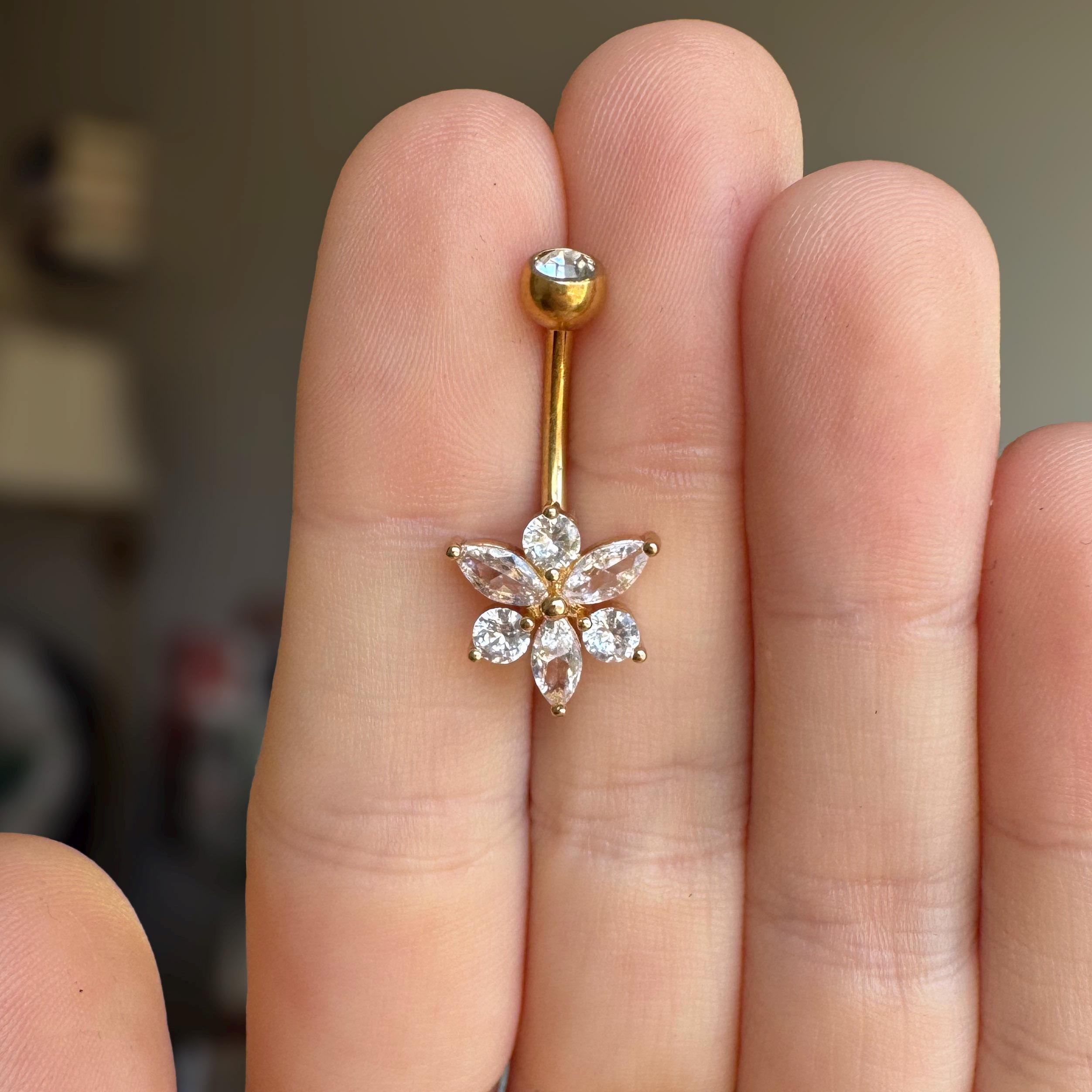 Floraire Belly Button Ring-Belly Button Rings-Elara Body Jewelry