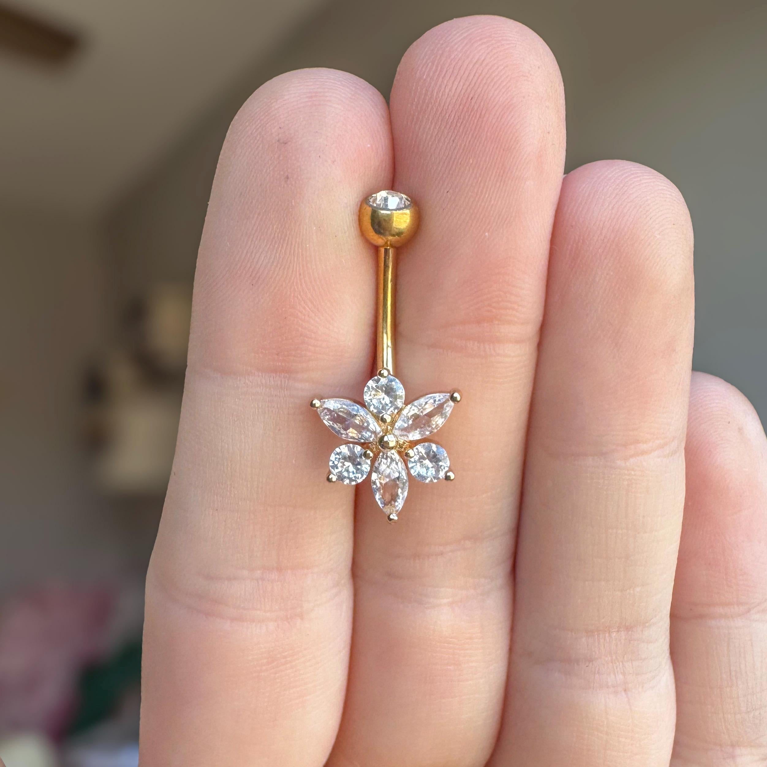 Floraire Belly Button Ring-Belly Button Rings-Elara Body Jewelry