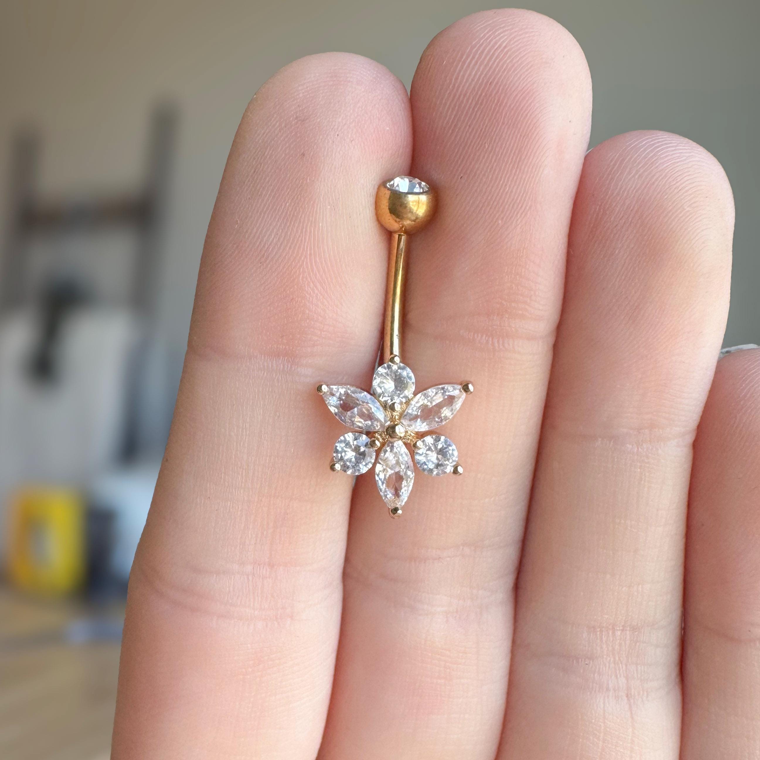 Floraire Belly Button Ring-Belly Button Rings-Elara Body Jewelry