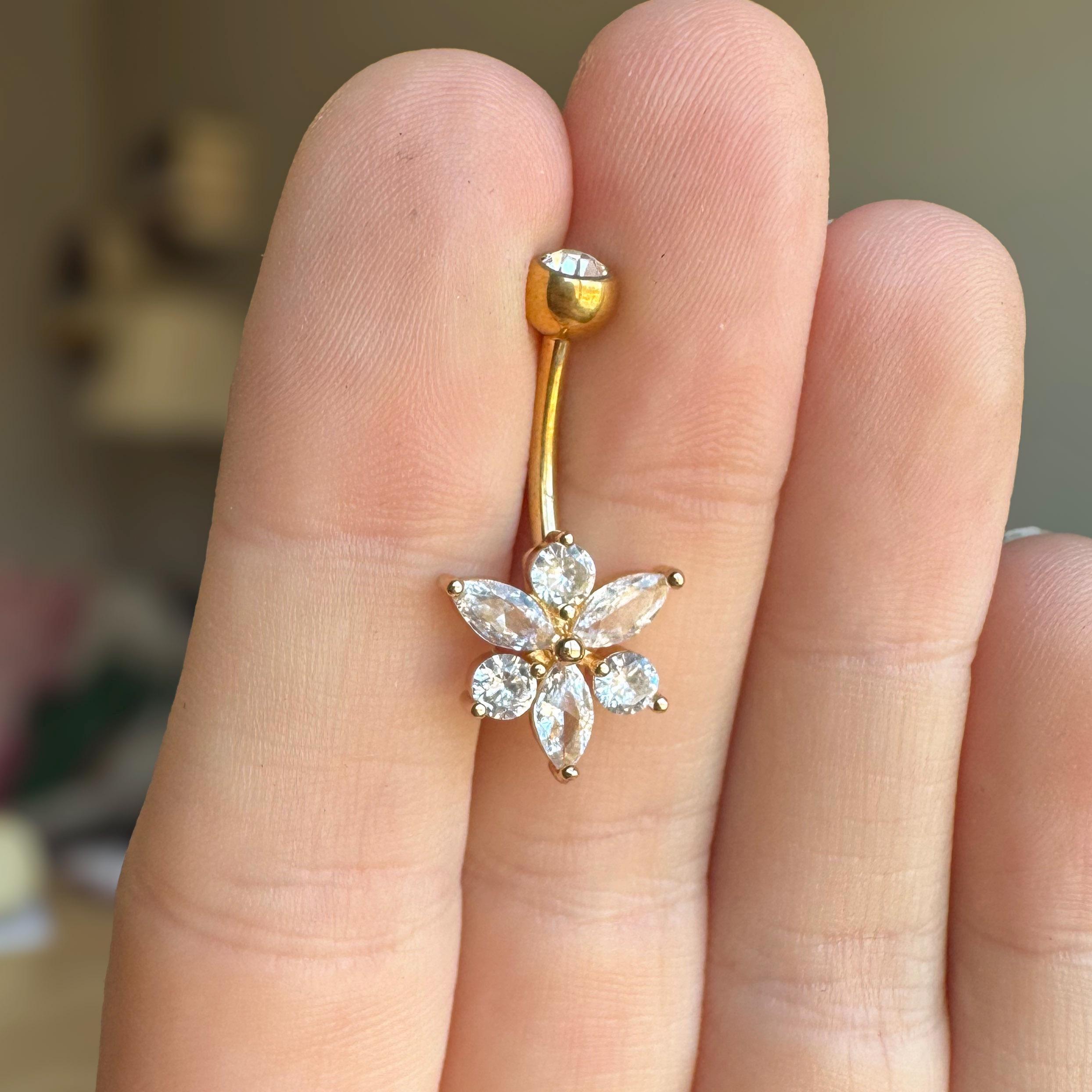 Floraire Belly Button Ring-Belly Button Rings-Elara Body Jewelry