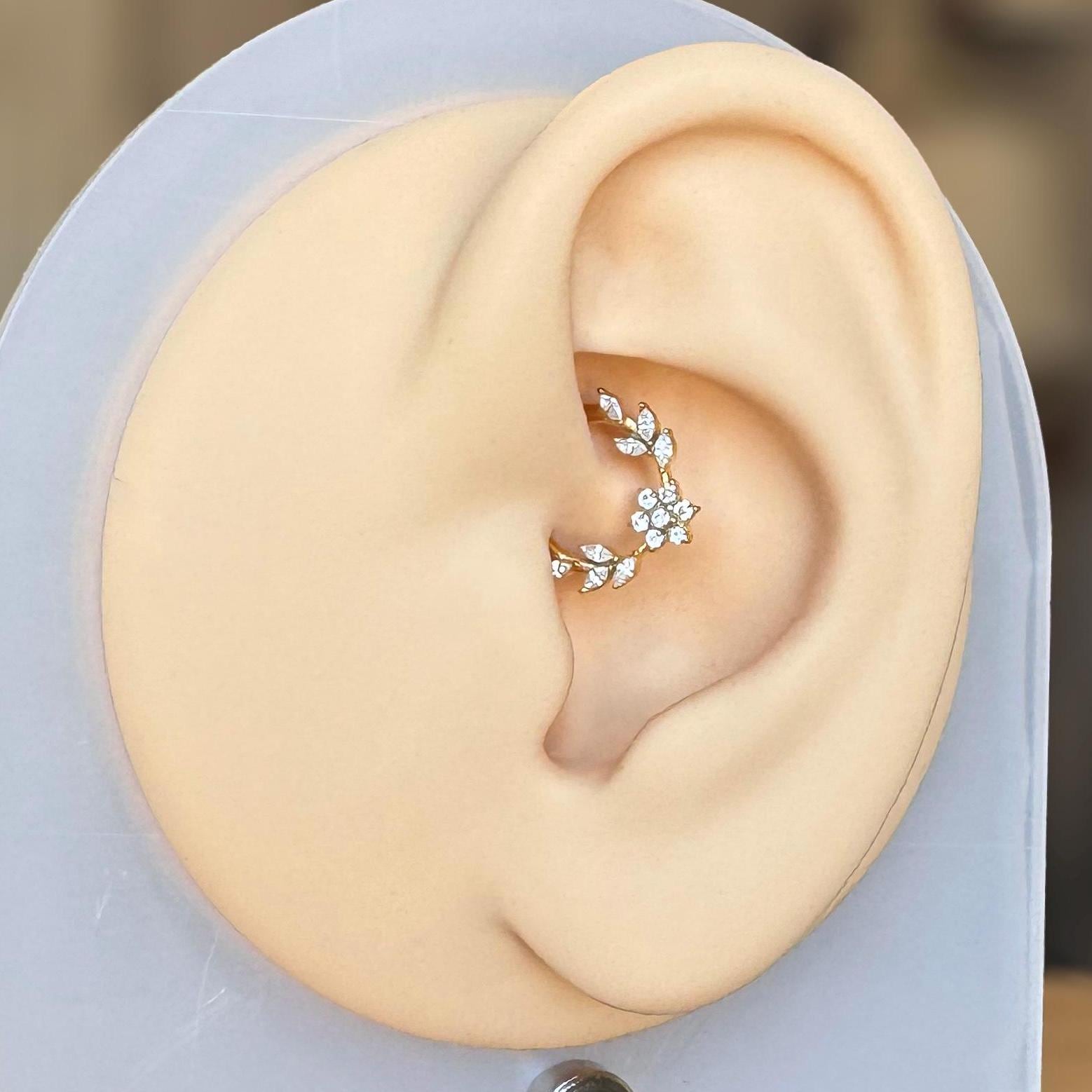 Floreline Daith Earring-Daith Earring-Gold-8mm Diameter-Elara Body Jewelry