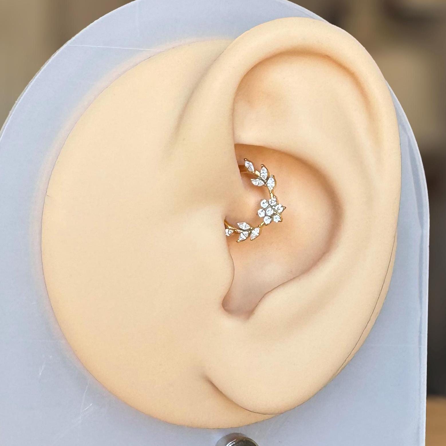 Floreline Daith Earring-Daith Earring-Gold-8mm Diameter-Elara Body Jewelry