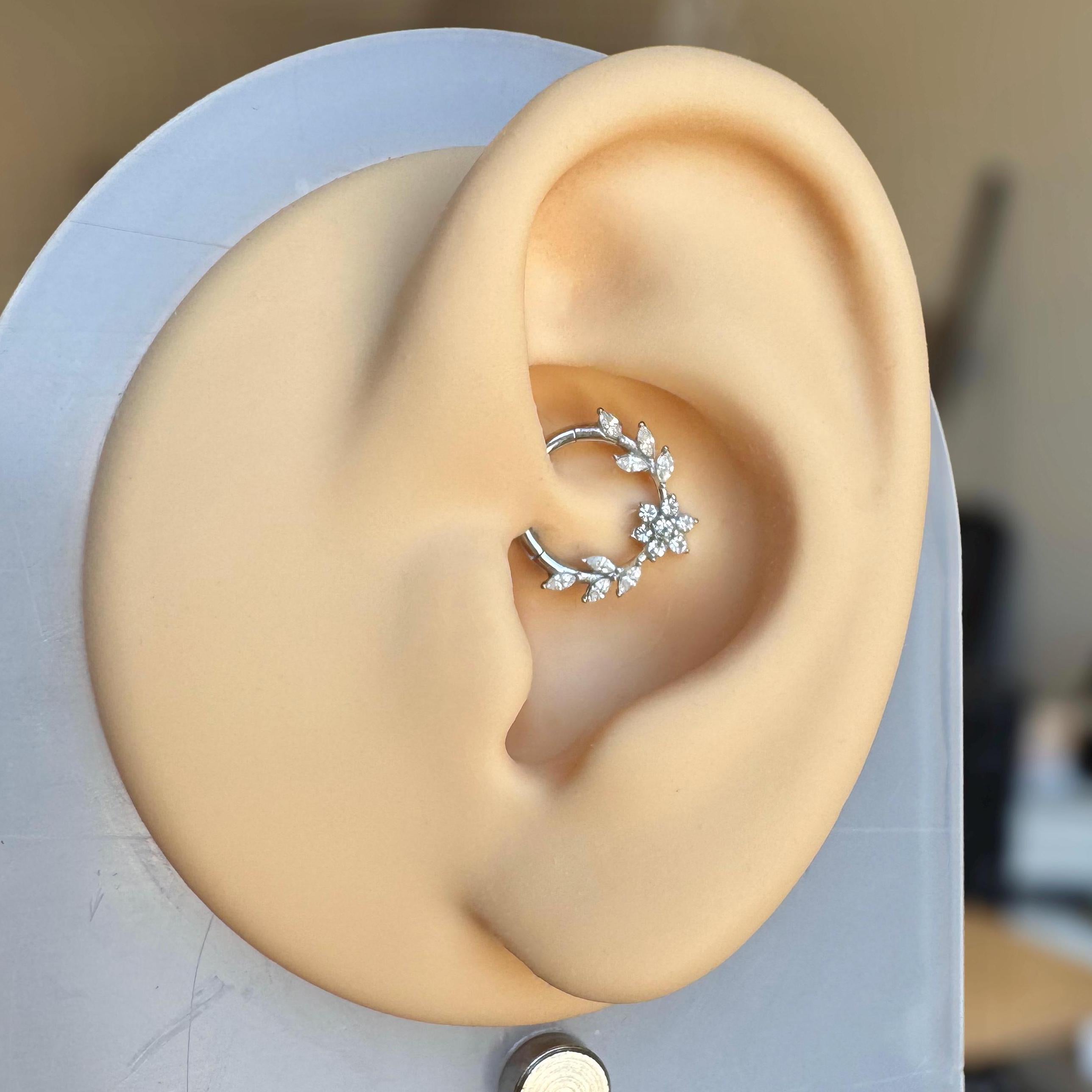 Floreline Daith Earring-Daith Earring-Elara Body Jewelry