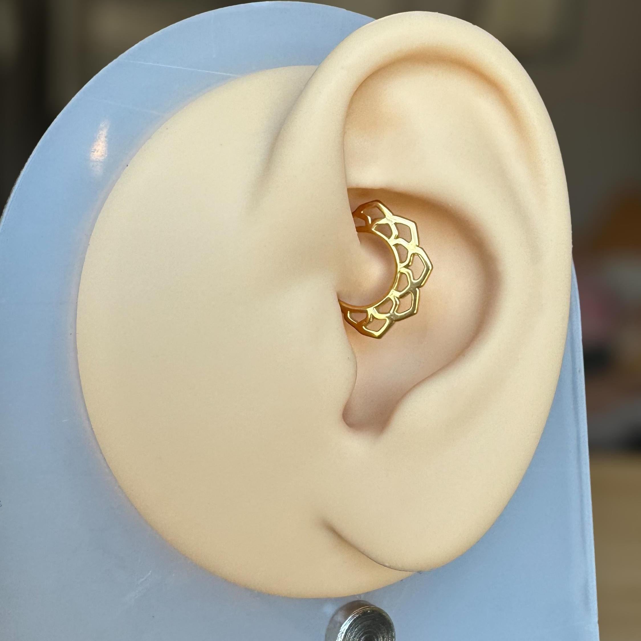 Florindra Lotus Blossom Daith Earring-Daith Earring-Gold-Elara Body Jewelry