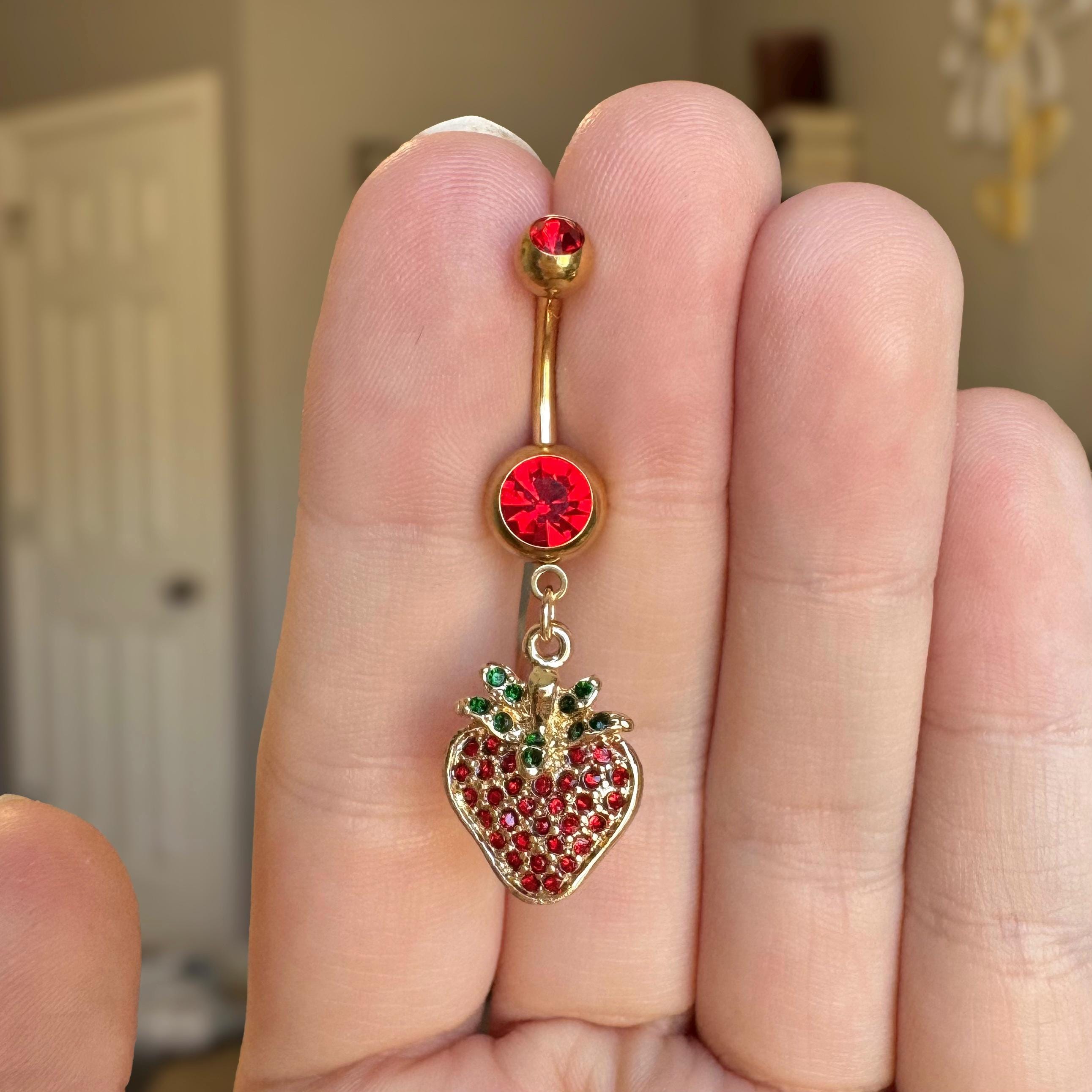 Fraise Rouge Belly Button Ring-Belly Button Rings-Elara Body Jewelry