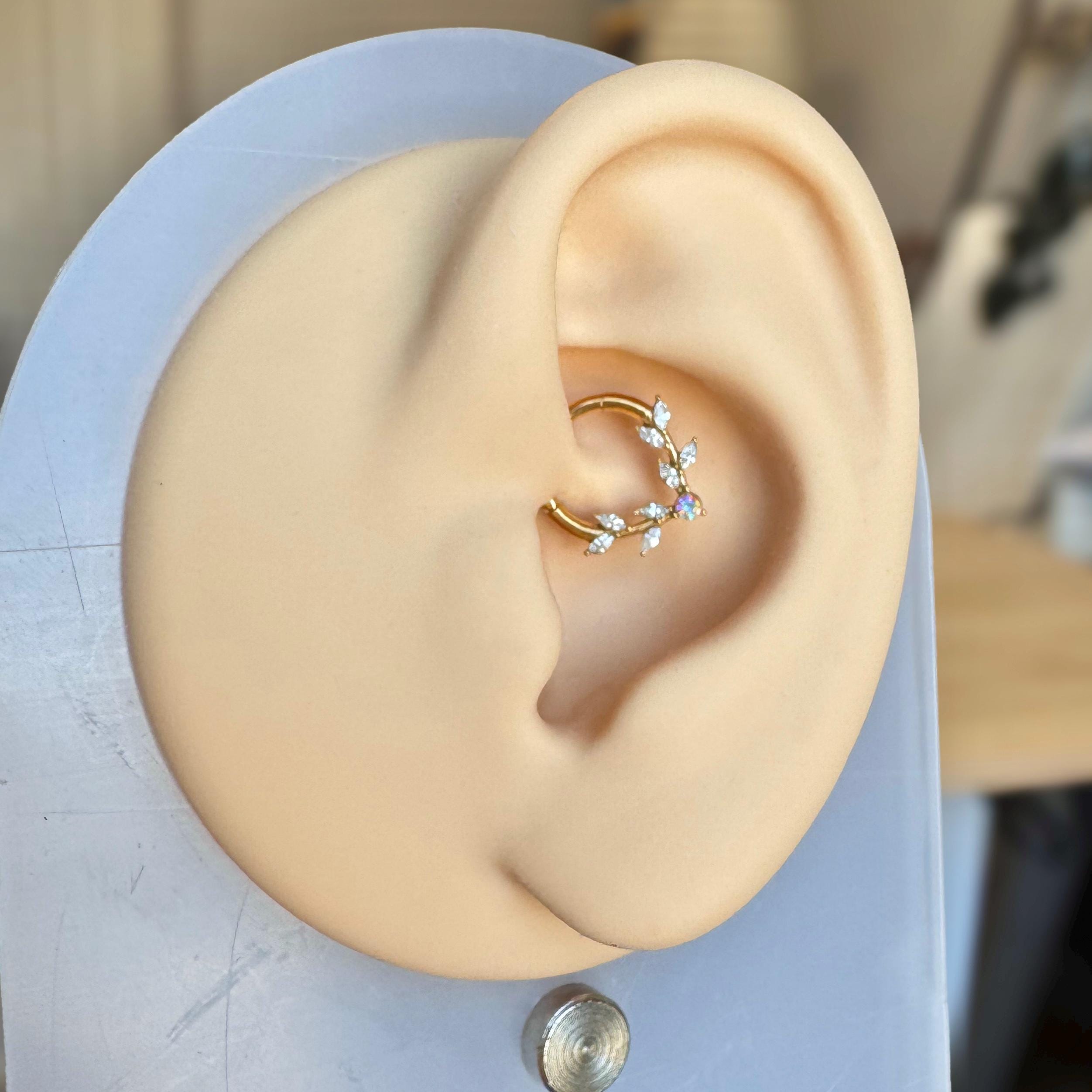 Frosted Fern Daith Earring-Daith Earring-Elara Body Jewelry