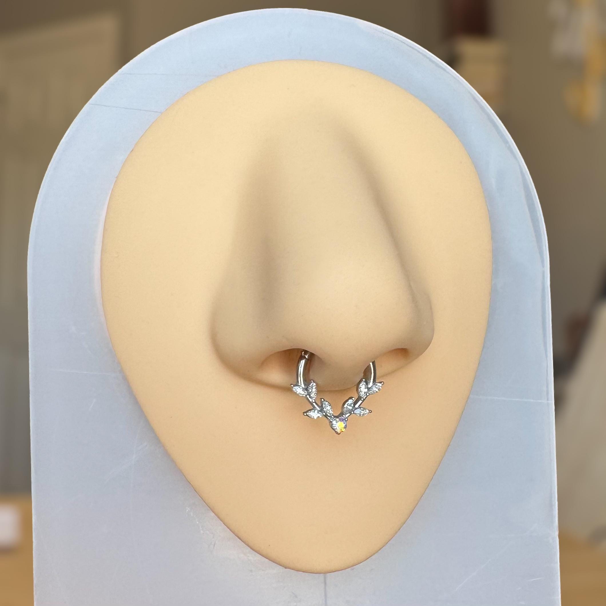 Frosted Fern Septum Ring-Septum Ring-Elara Body Jewelry