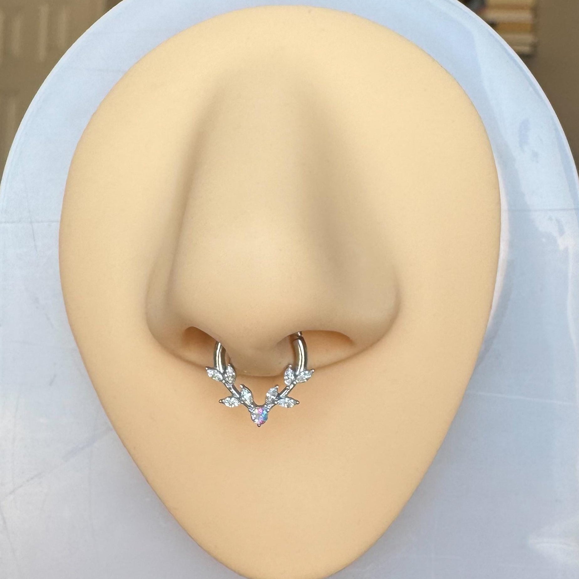 Frosted Fern Septum Ring-Septum Ring-Elara Body Jewelry