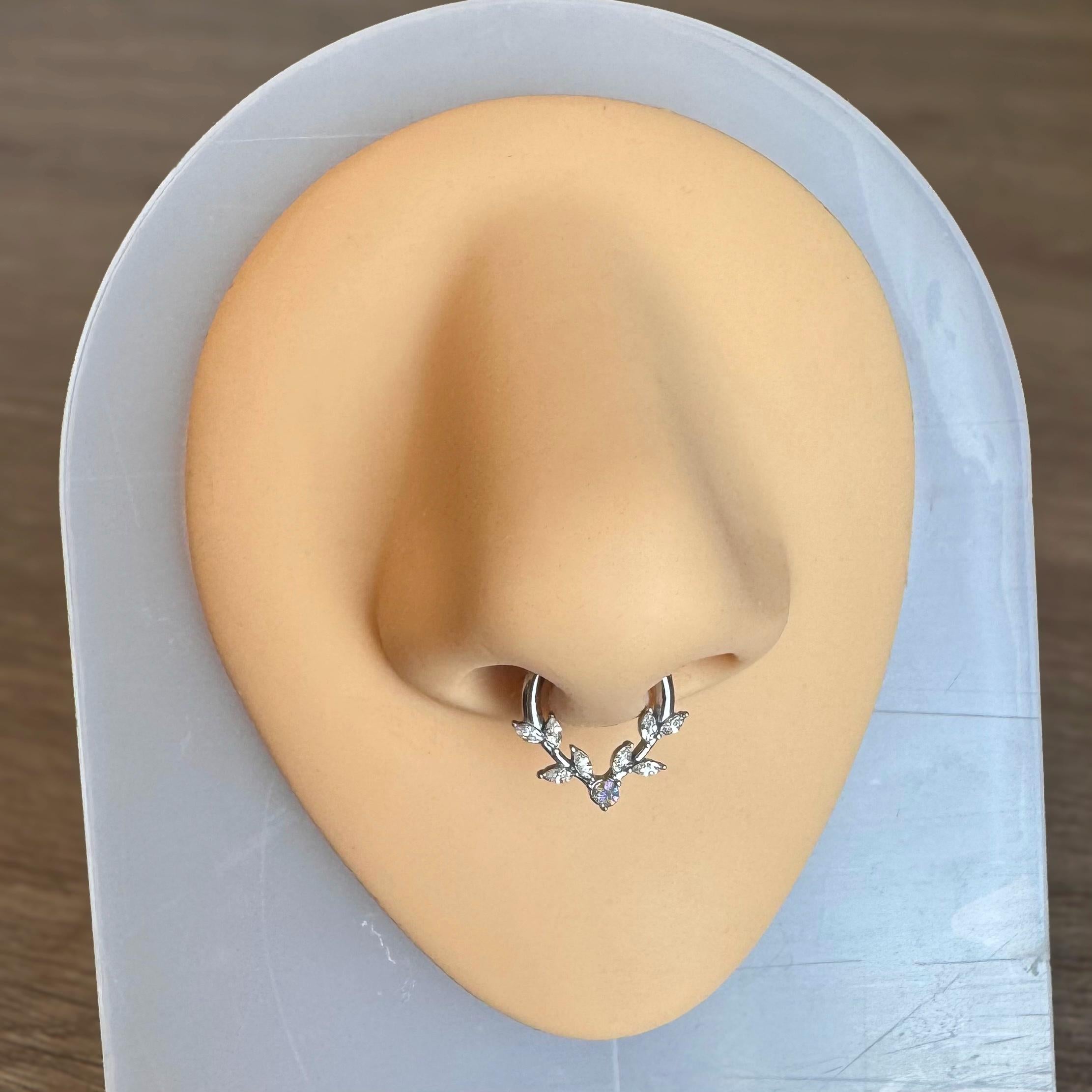 Frosted Fern Septum Ring-Septum Ring-Elara Body Jewelry