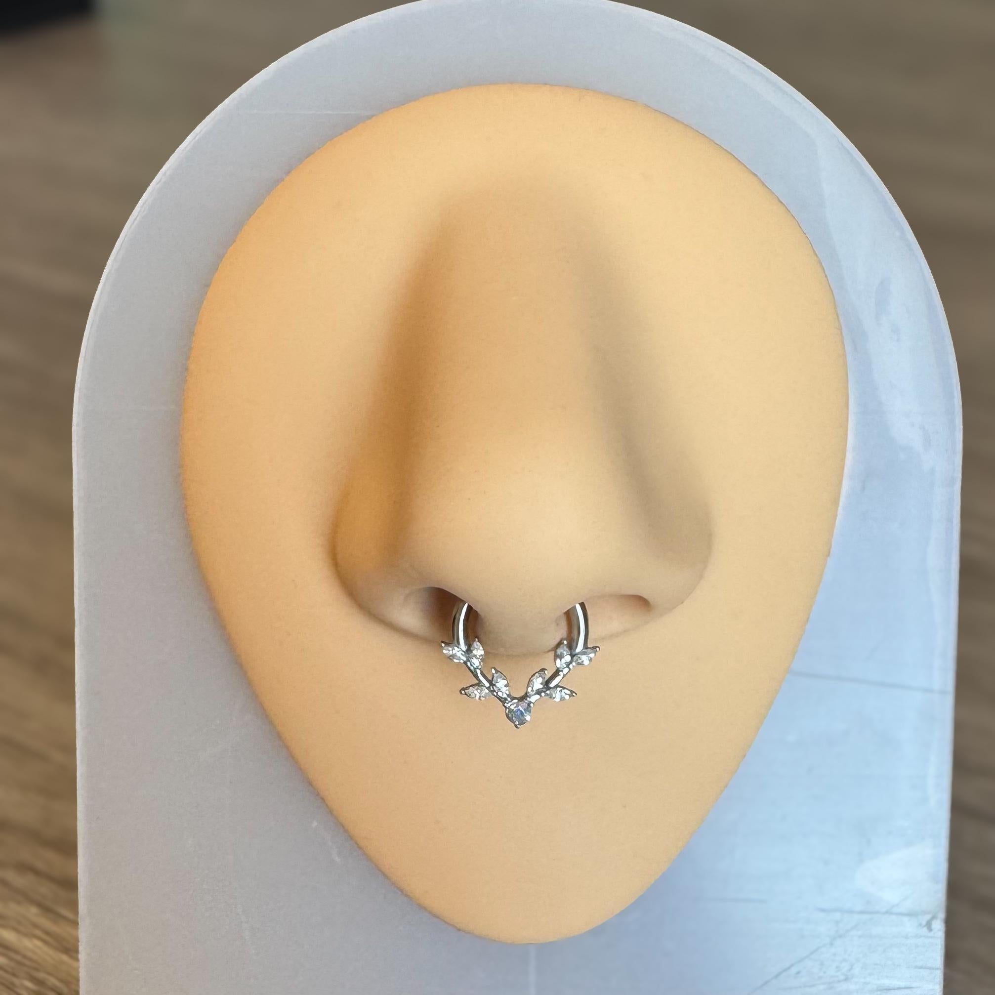 Frosted Fern Septum Ring-Septum Ring-Elara Body Jewelry