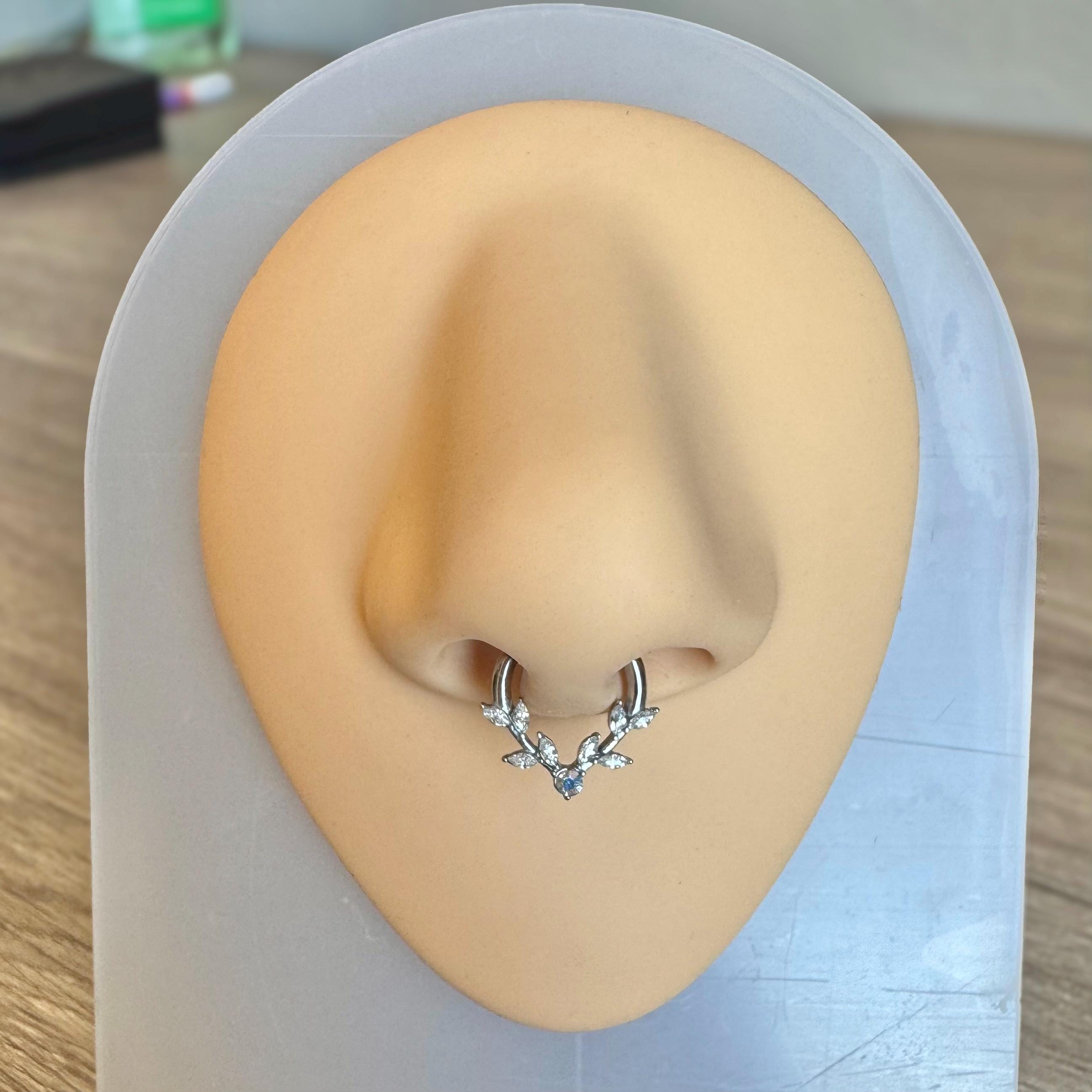 Frosted Fern Septum Ring-Septum Ring-Elara Body Jewelry