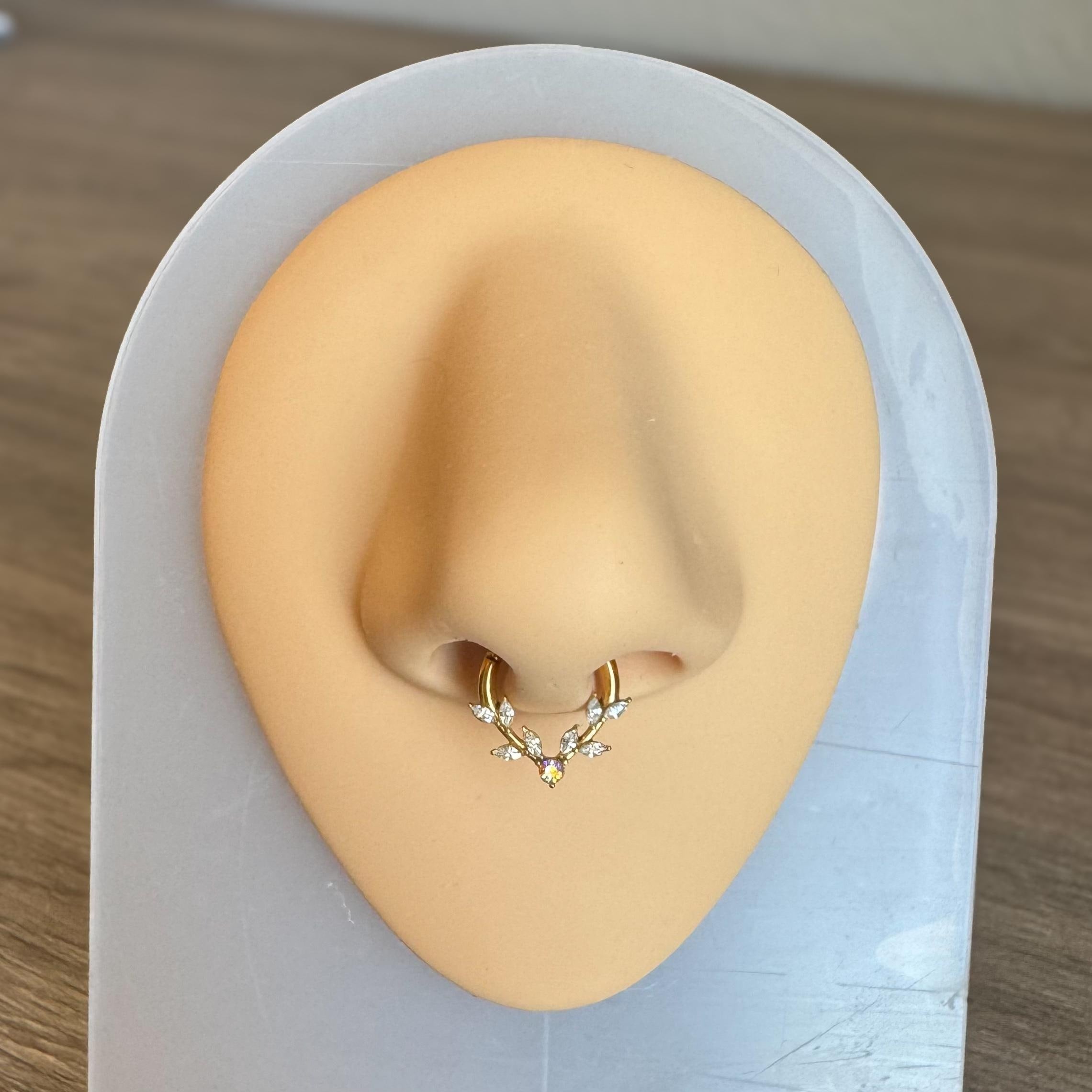 Frosted Fern Septum Ring-Septum Ring-Elara Body Jewelry