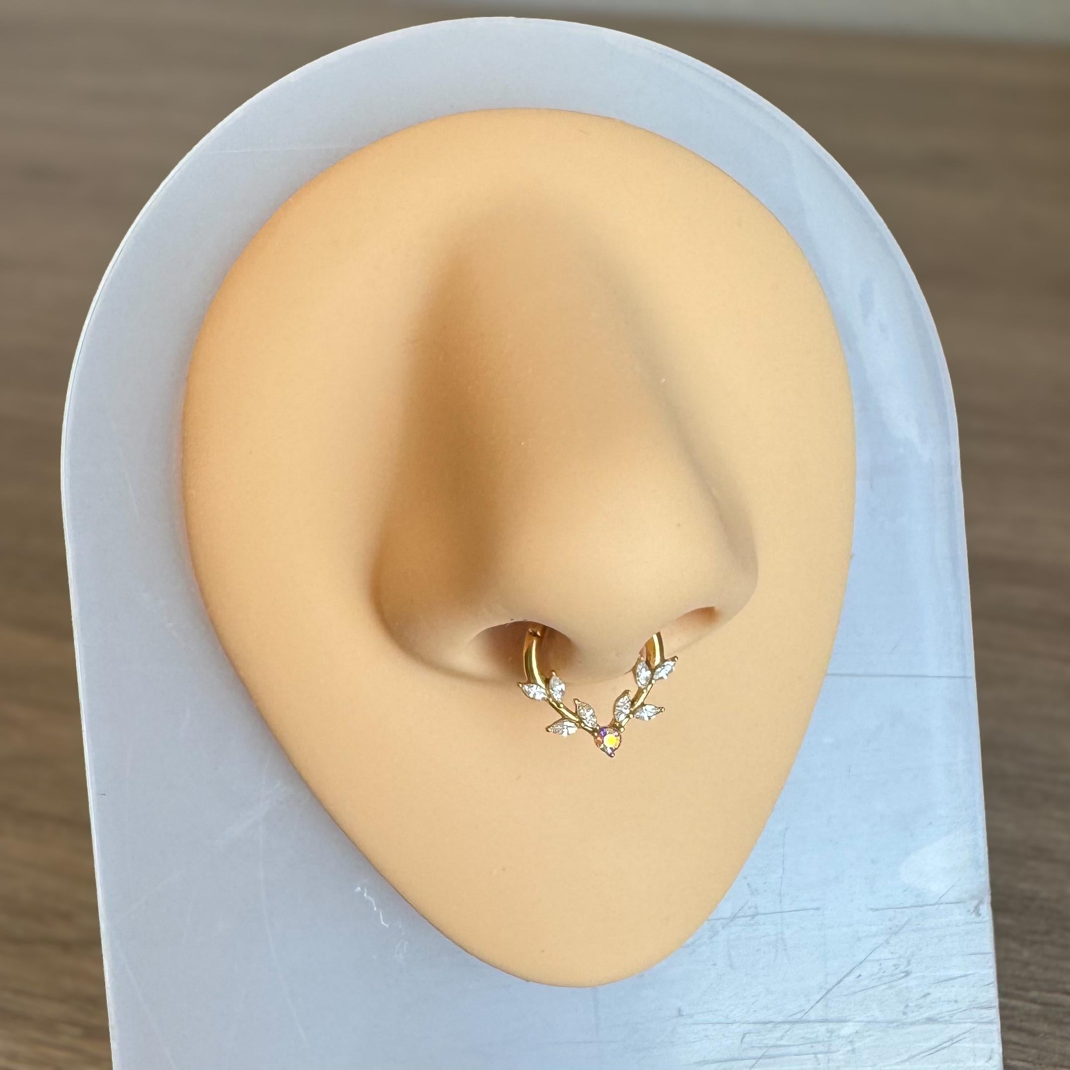 Frosted Fern Septum Ring-Septum Ring-Elara Body Jewelry