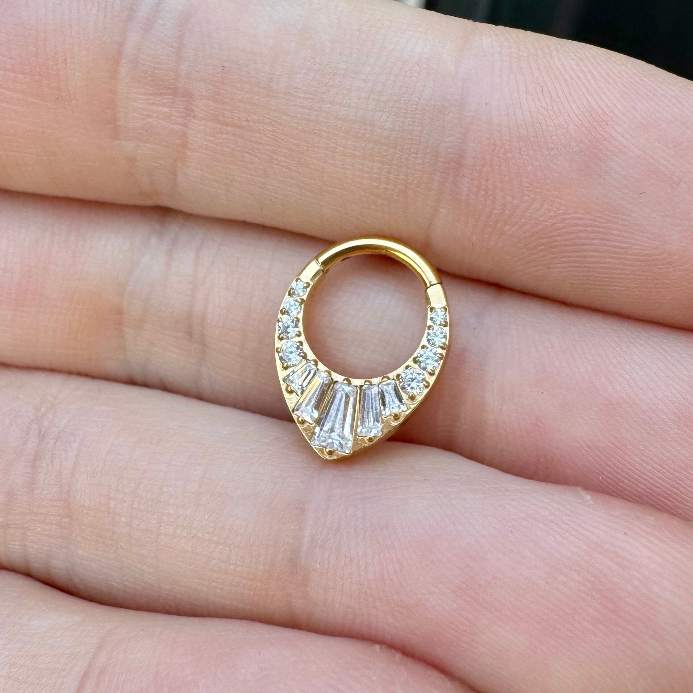 Gatsby's Palace Daith Earring-Daith Earring-8mm Diameter-Gold-Elara Body Jewelry