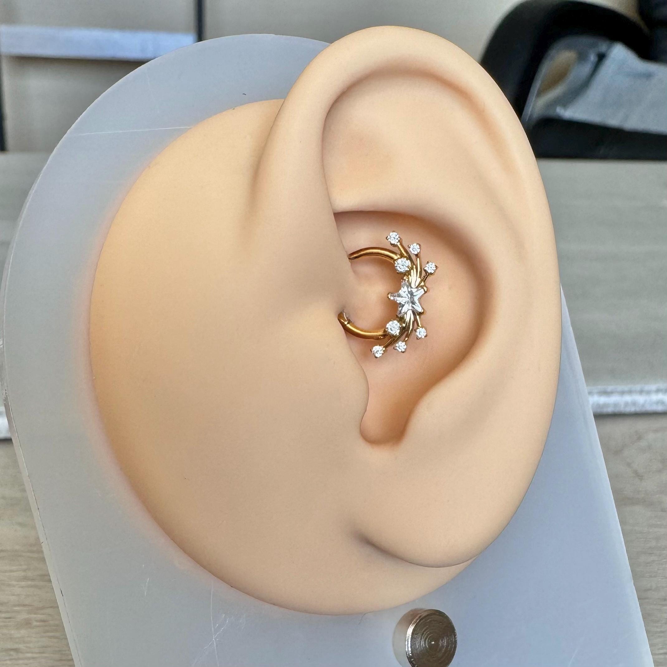 Gilded Nova Daith Earring-Daith Earring-Elara Body Jewelry
