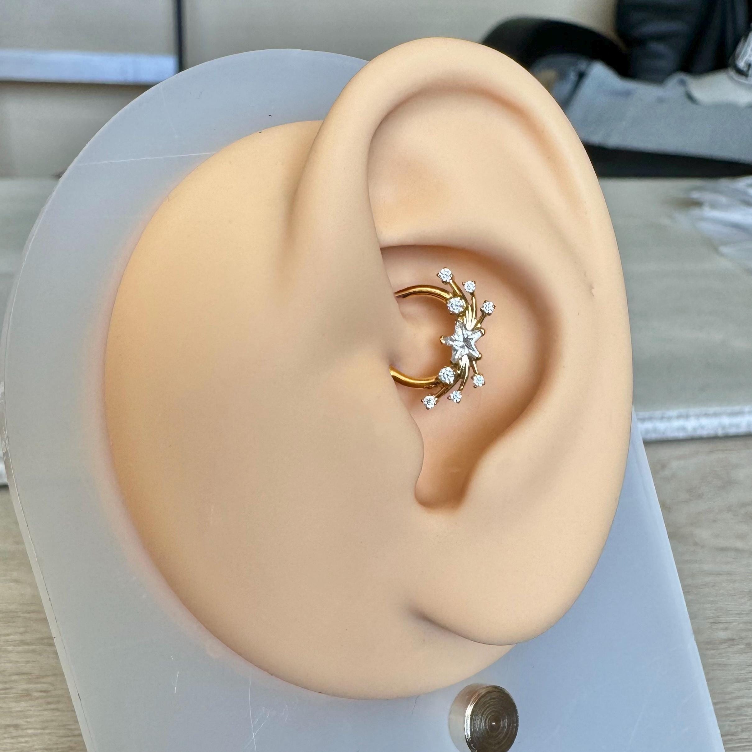 Gilded Nova Daith Earring-Daith Earring-Gold-8mm Diameter-Elara Body Jewelry