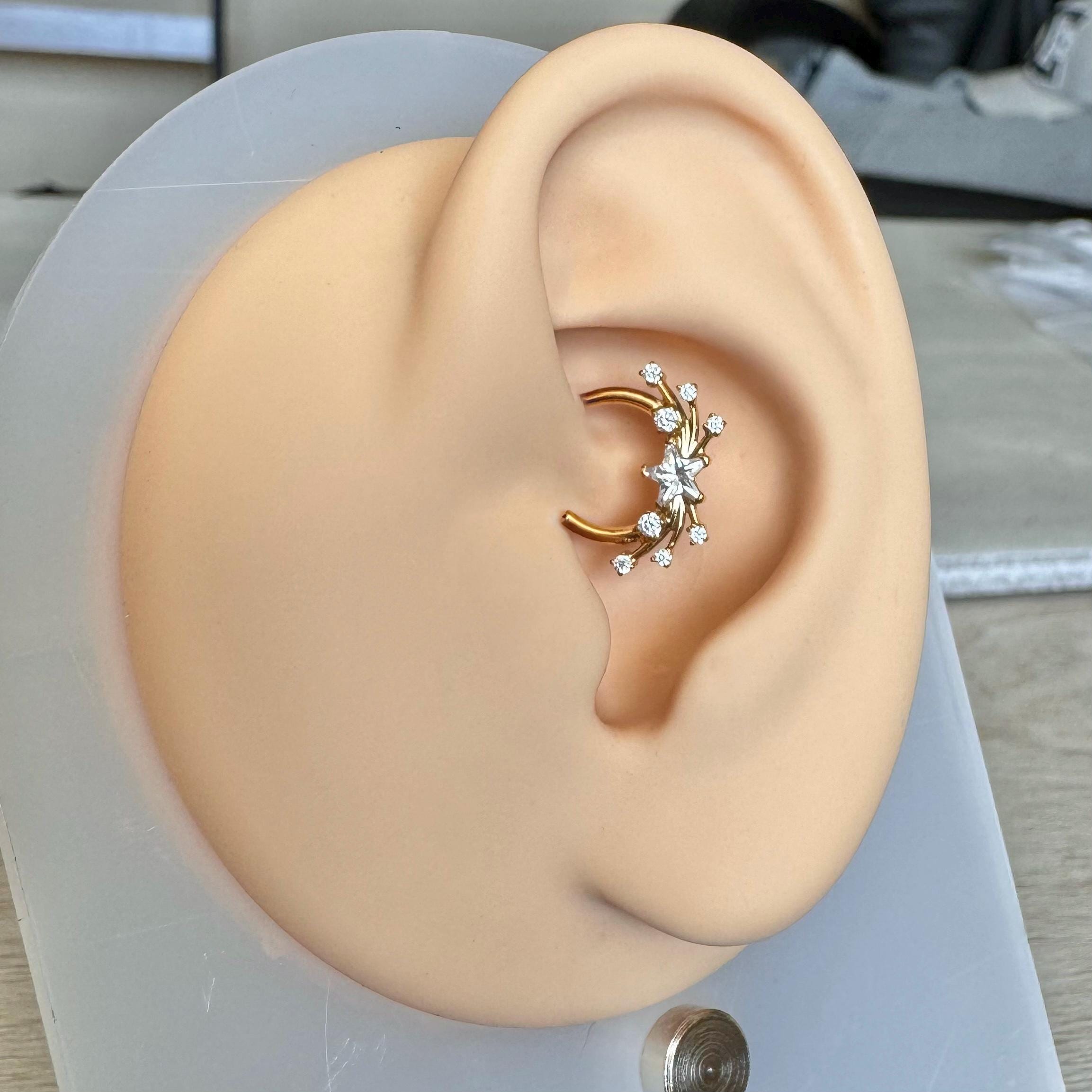 Gilded Nova Daith Earring-Daith Earring-Gold-8mm Diameter-Elara Body Jewelry