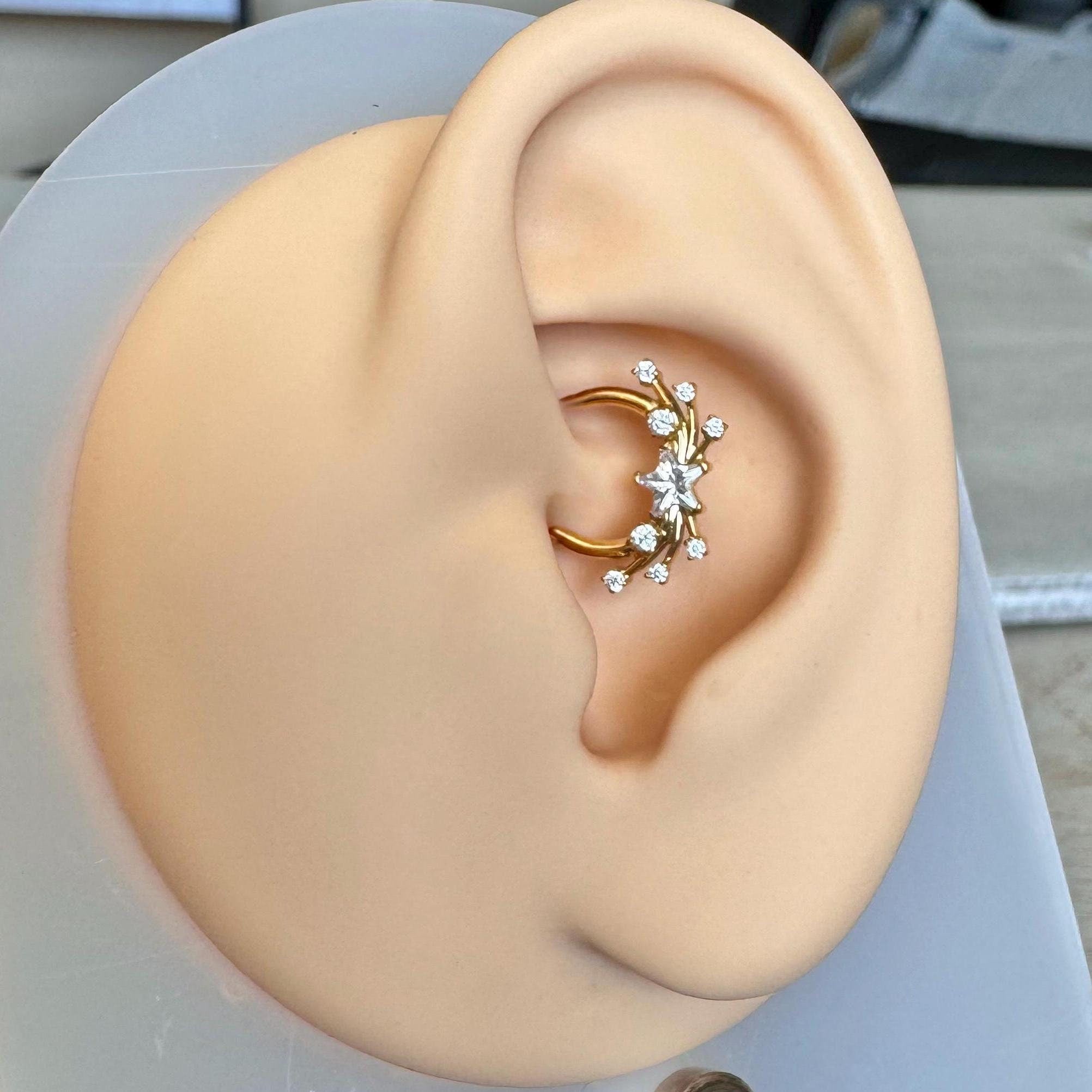 Gilded Nova Daith Earring-Daith Earring-Elara Body Jewelry