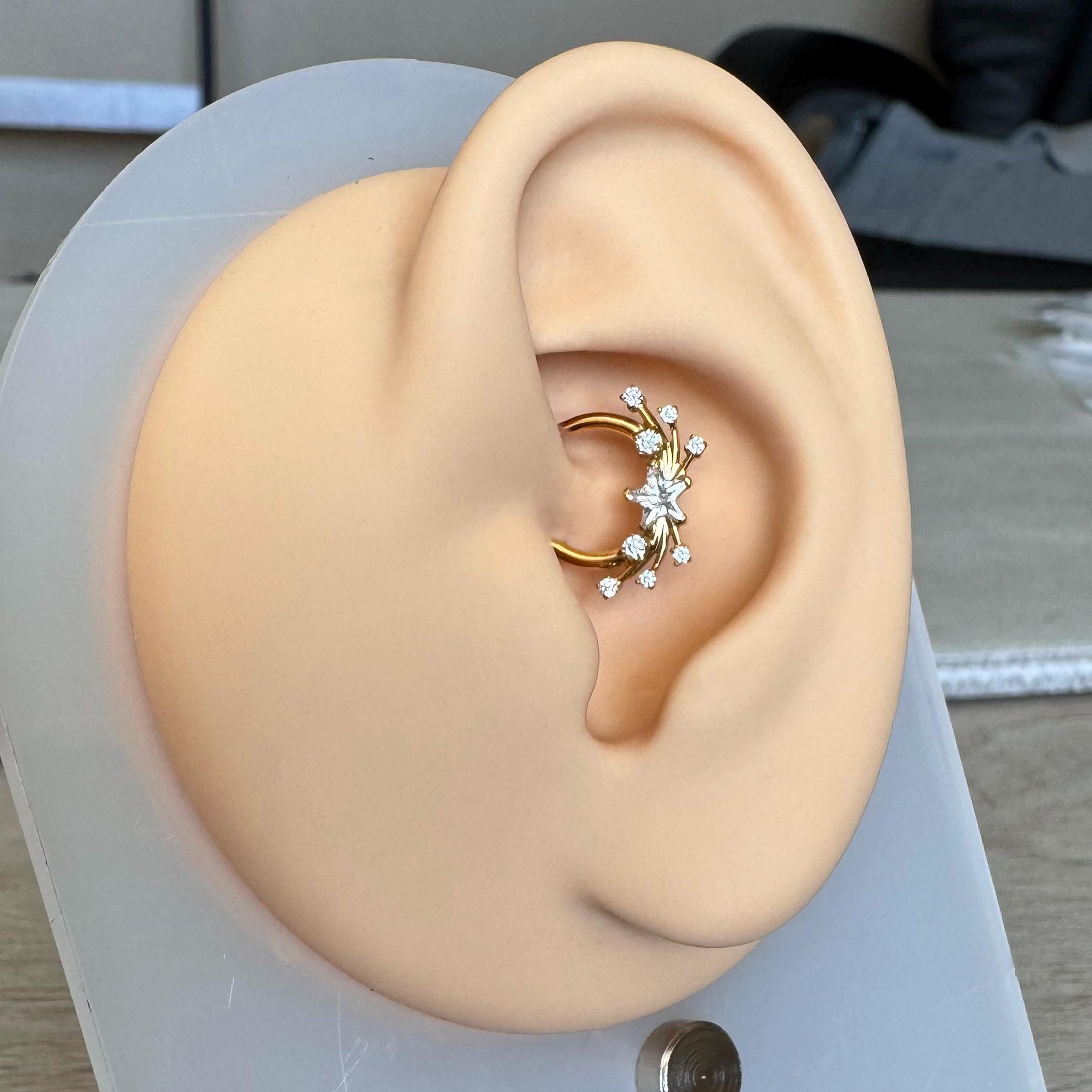 Gilded Nova Daith Earring-Daith Earring-Elara Body Jewelry