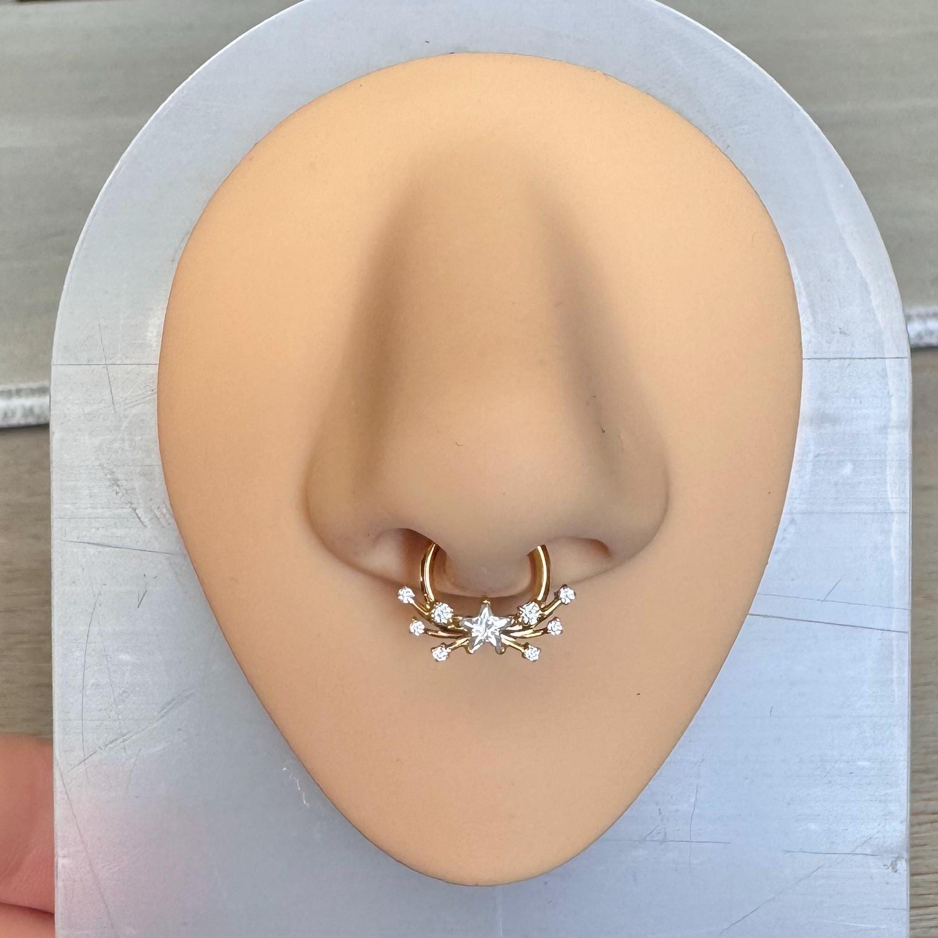 Gilded Nova Septum Ring-Septum Ring-Elara Body Jewelry