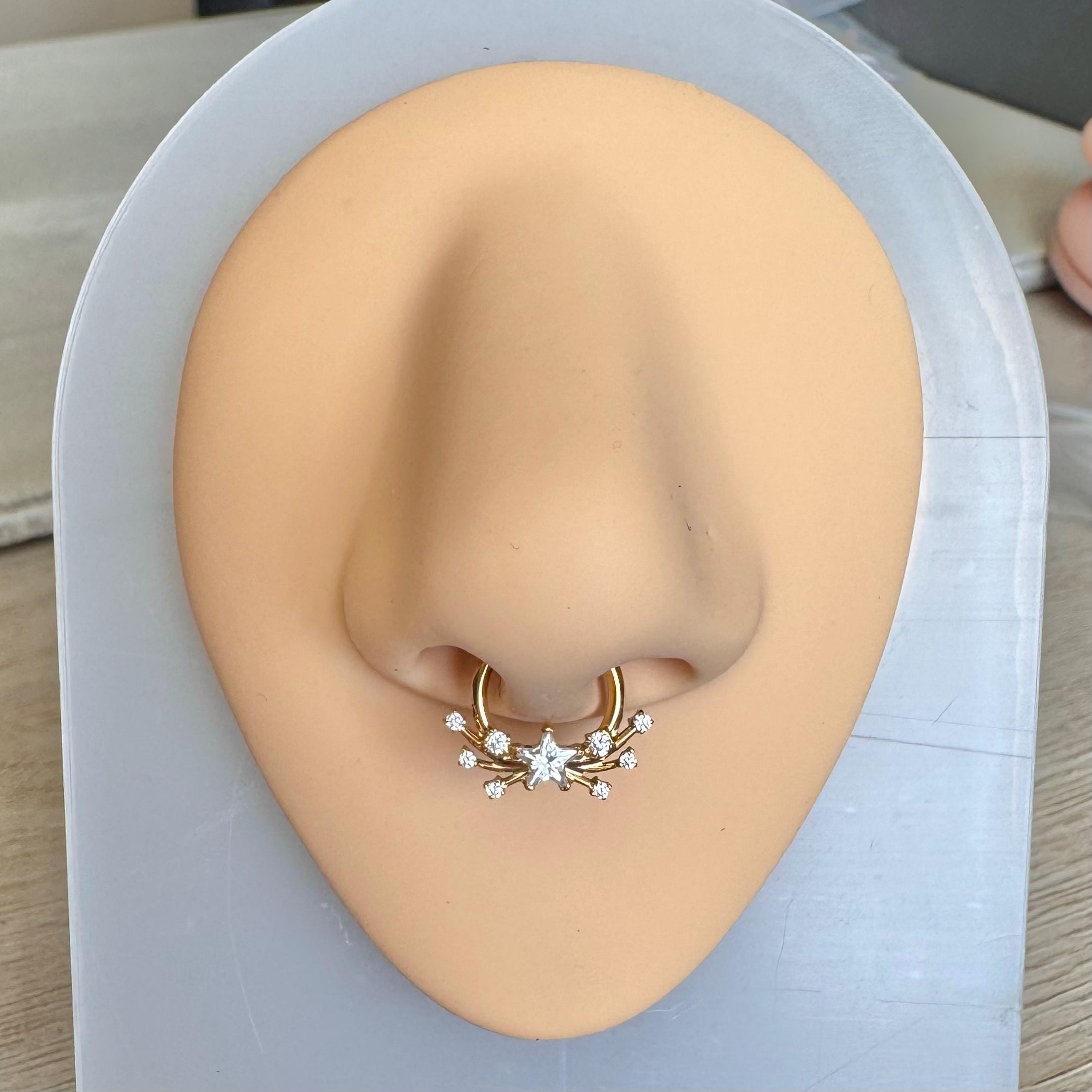 Gilded Nova Septum Ring-Septum Ring-Gold-8mm-Elara Body Jewelry