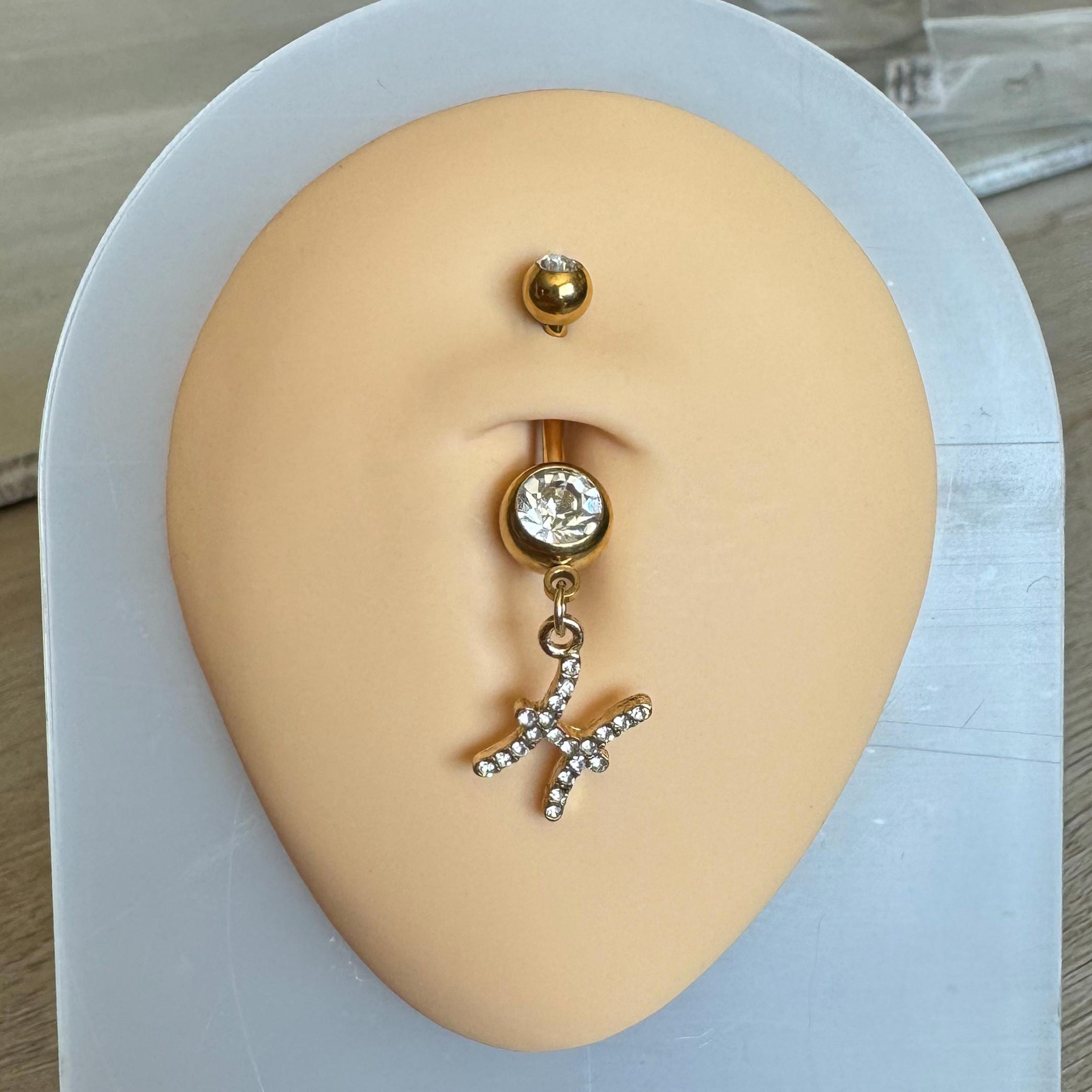 Gold Zodiac Belly Button Ring-Belly Button Rings-Elara Body Jewelry