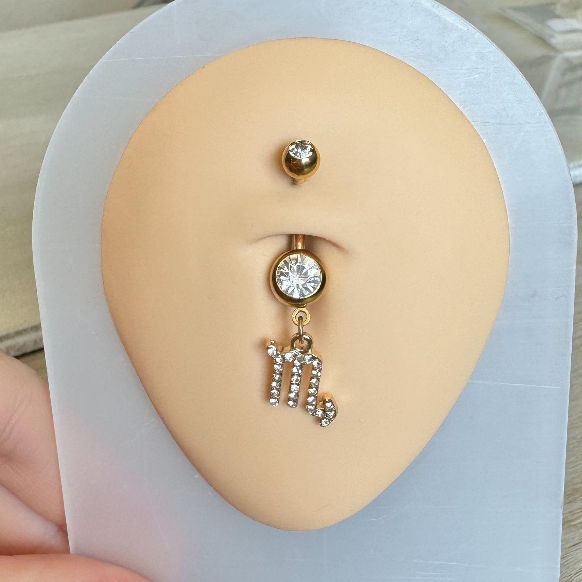 Gold Zodiac Belly Button Ring-Belly Button Rings-Elara Body Jewelry