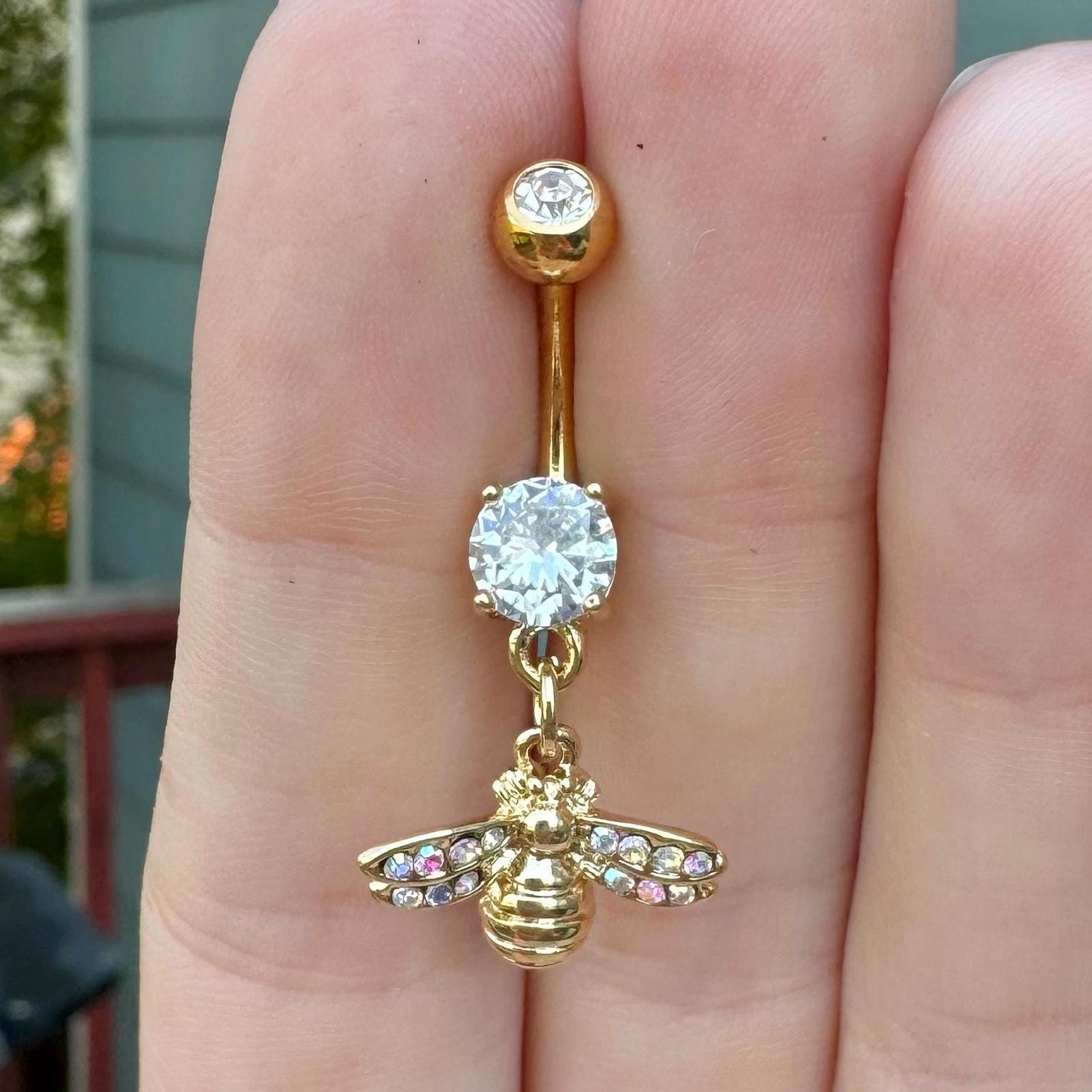 Golden Hive Belly Button Ring-Belly Button Rings-Elara Body Jewelry