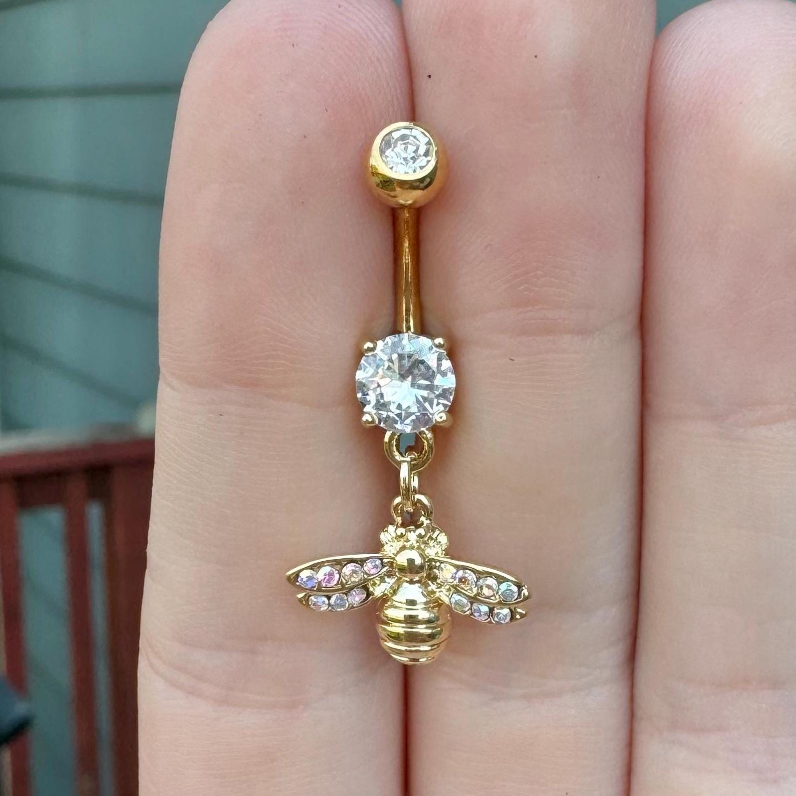 Golden Hive Belly Button Ring-Belly Button Rings-Elara Body Jewelry