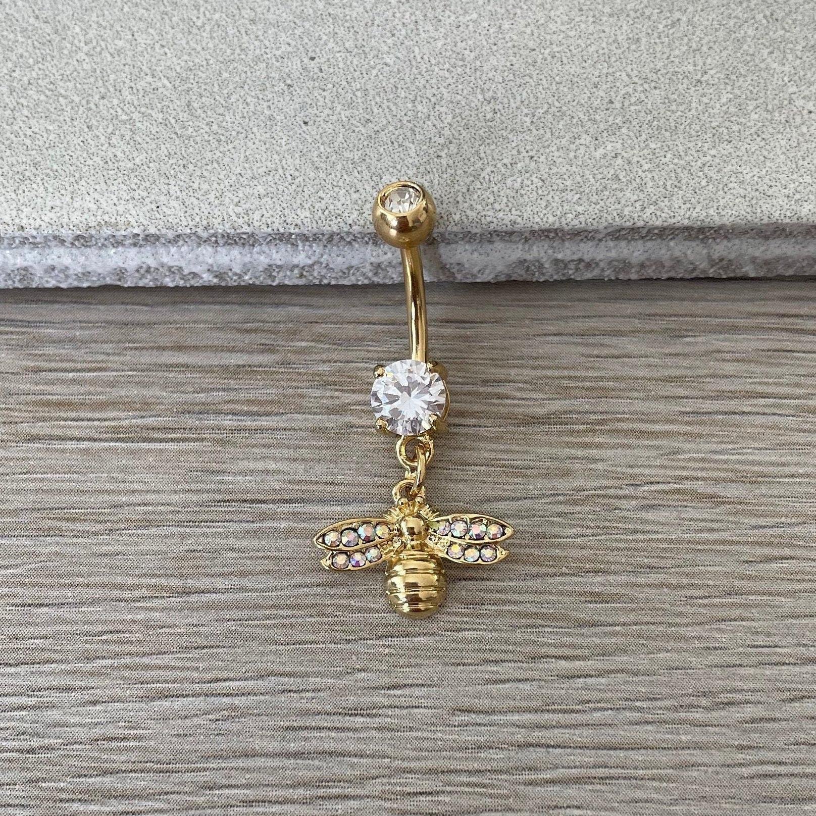 Golden Hive Belly Button Ring-Belly Button Rings-Elara Body Jewelry