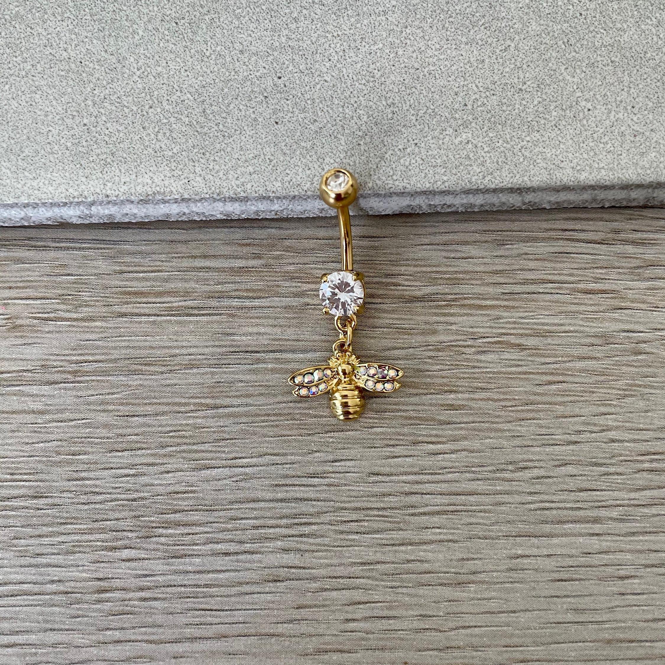 Golden Hive Belly Button Ring-Belly Button Rings-Elara Body Jewelry