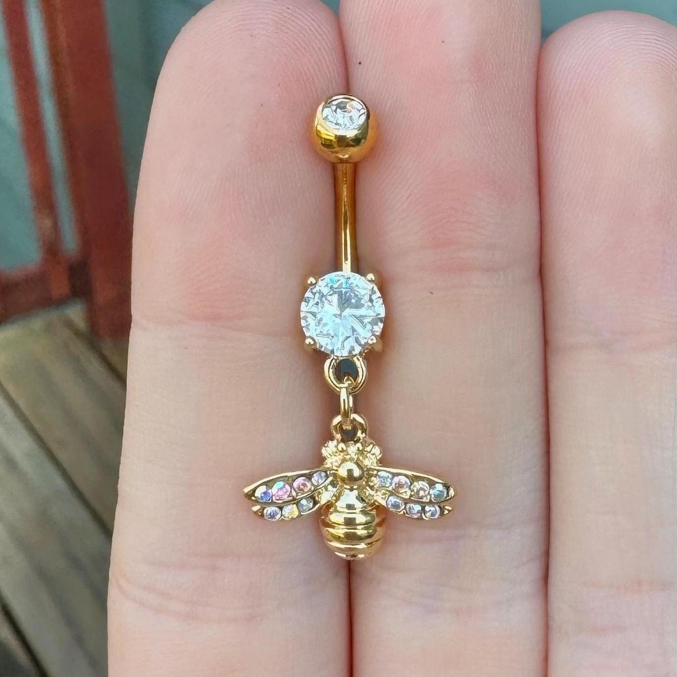 Golden Hive Belly Button Ring-Belly Button Rings-Gold-Elara Body Jewelry