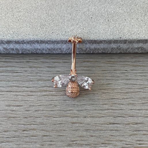 Golden Nectar Belly Button Ring-Belly Button Rings-Rose gold-Elara Body Jewelry