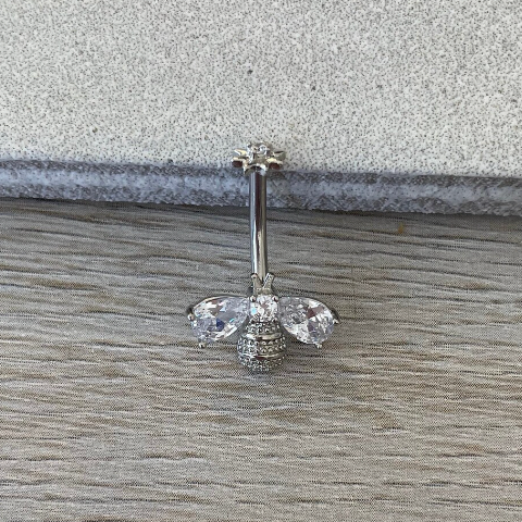 Golden Nectar Belly Button Ring-Belly Button Rings-Silver-Elara Body Jewelry