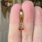 Hinged clicker Belly Button Ring with Dainty Cherry Charm