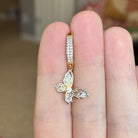 Hinged Gold Belly Button Ring with Butterfly Charm