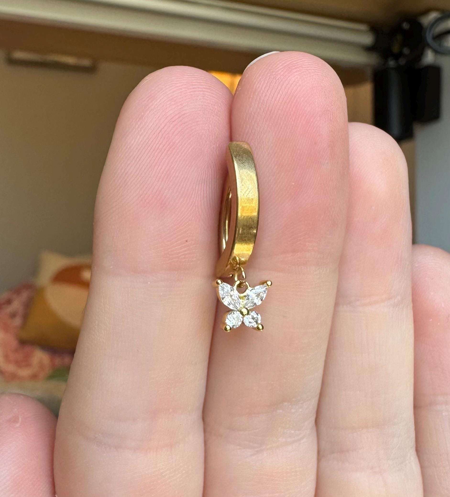 Clicker Gold Butterfly Belly Button Ring