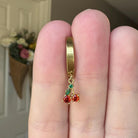 Hinged clicker Belly Button Ring with Dainty Cherry Charm