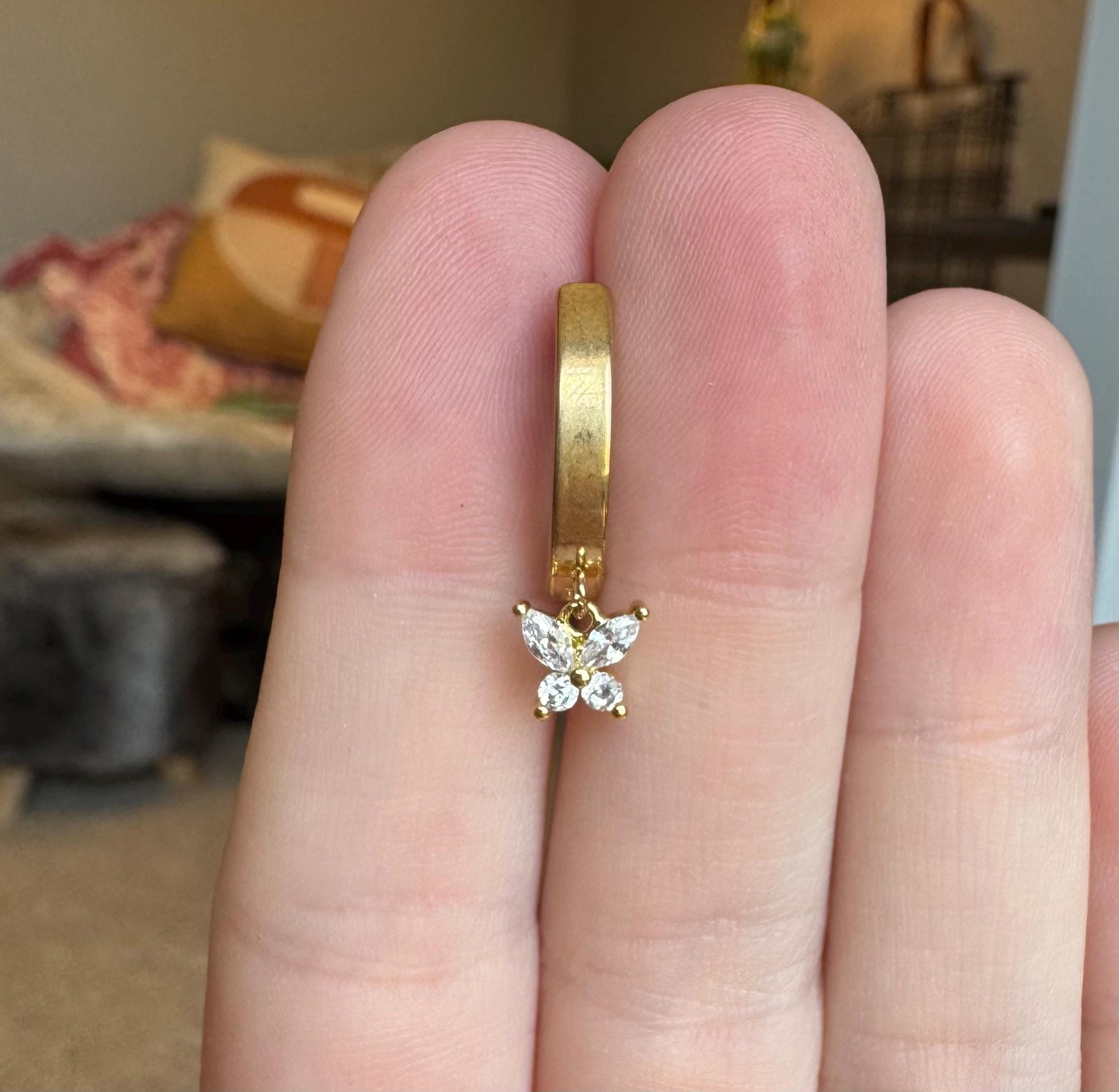 Clicker Gold Butterfly Belly Button Ring